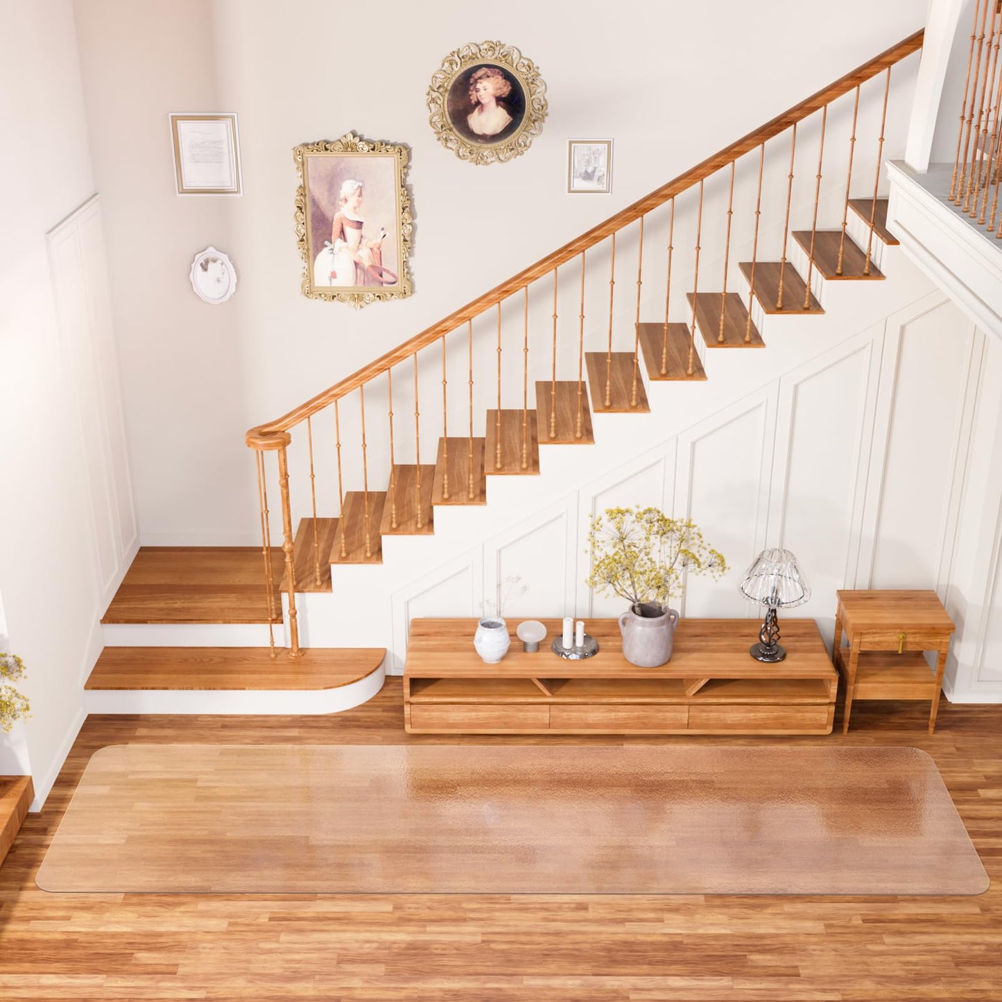 Clear Runner Rug 3'x10' for Hallway – Non Slip Waterproof Vinyl Carpet Protector, Plastic Floor Mat Runner for Kitchen, Entryway, Laundry, Indoor Outdoor High Traffic Areas