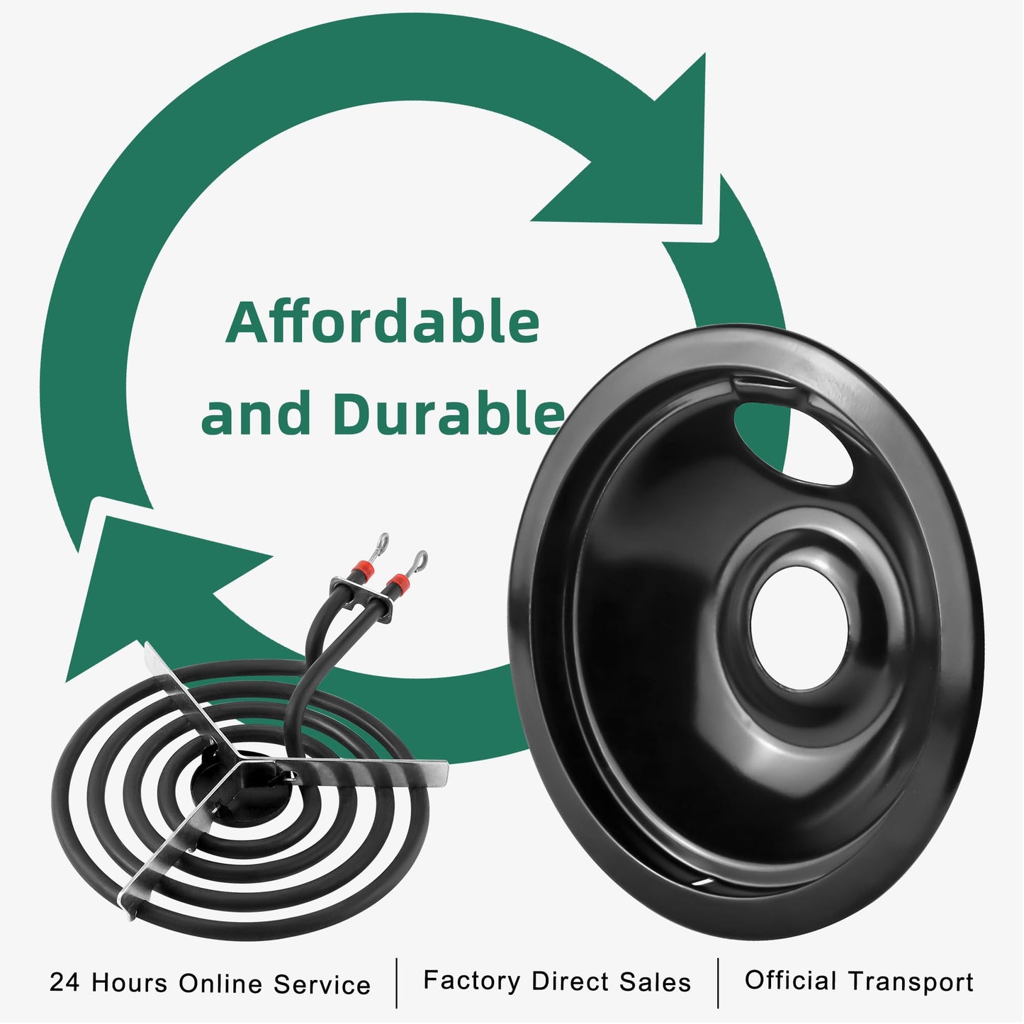 Black Burner Drip Pan Bowls 5304430149(6")5304430150(8") and Electric Stove Burners MP15YA(6") MP21YA(8") Compatible for Frigi-daire Ken-more Cro-sley Tap-pan etc Stove by MIFLUS