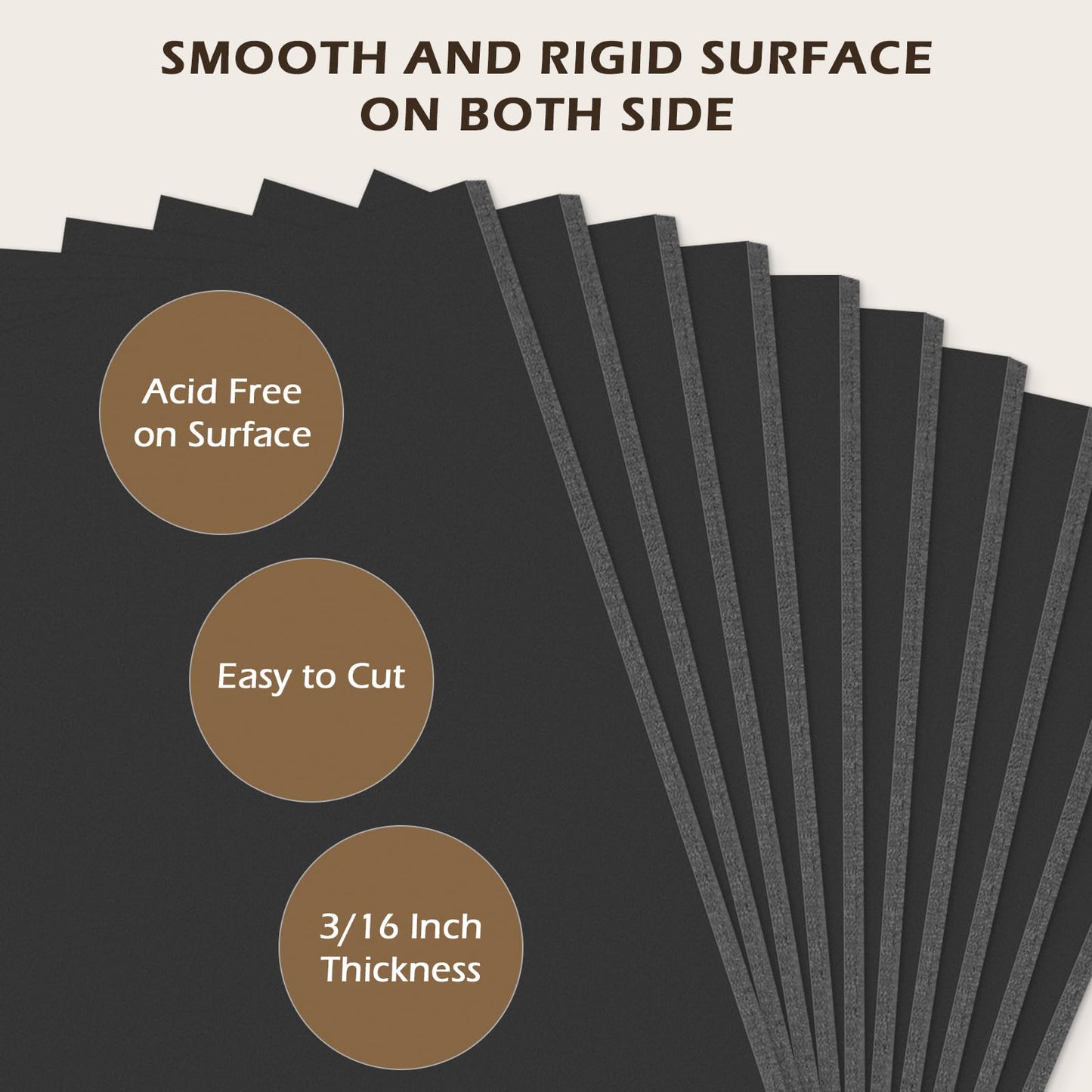 Golden State Art, Pack of 10, 3/16" Thick, 16x20 Black Foam Boards (16x20, Black)