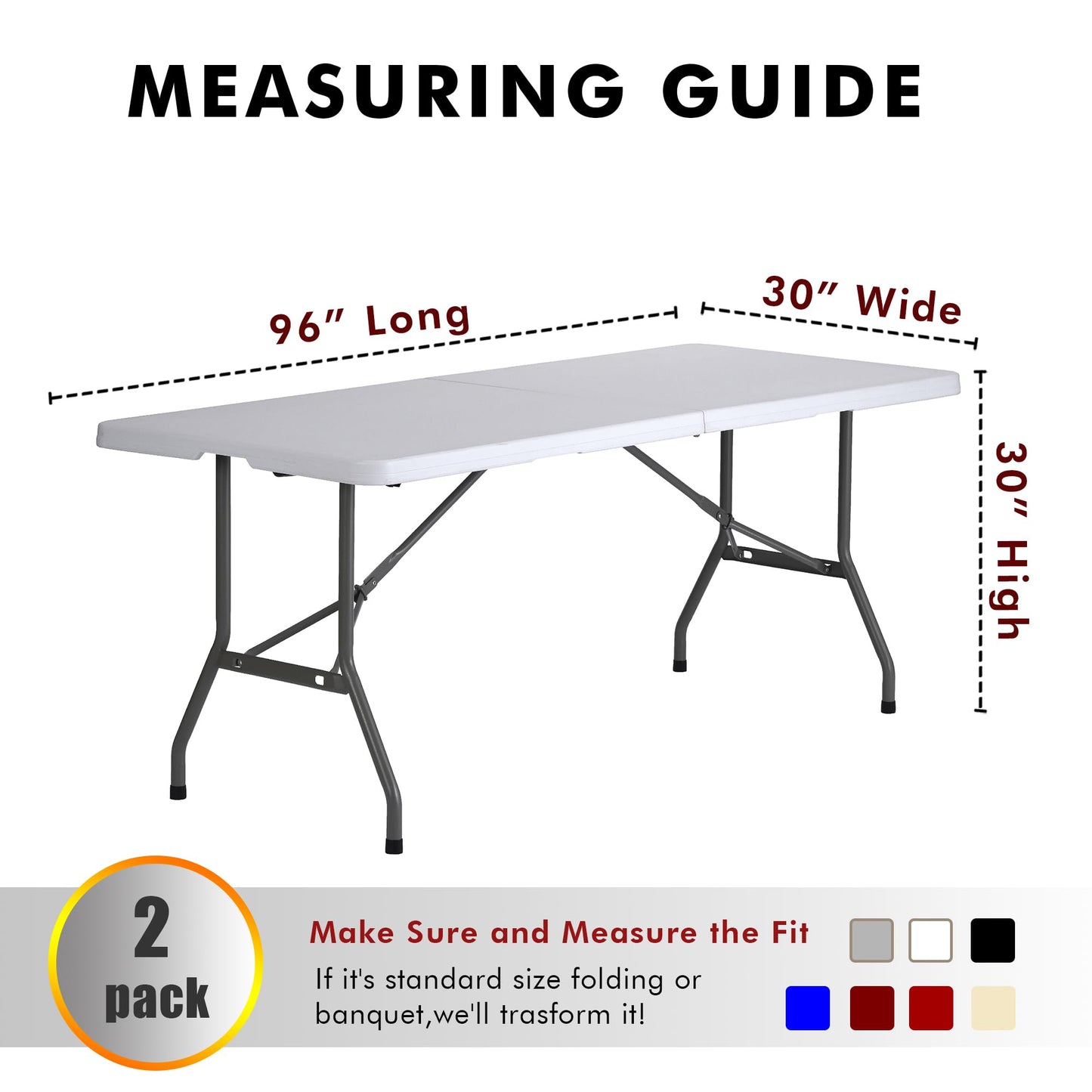 Nasitos 2 Pack Black Tablecloth for 8FT Trade Show Table Covers-Open Back Folding Tablecloths Washable Fabric and Wrinkle Resistant Table Covers for Craft Show, Display Table, Parties, Birthday