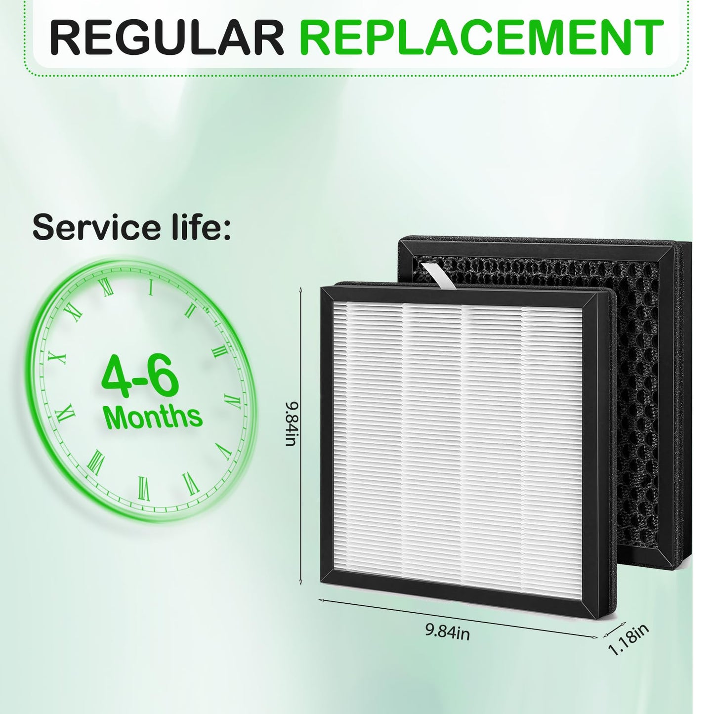 2 Pack AH300 Replacement Filter Compatible with Boneco Models: H300, H400 Air Purifier and W200 Hybrid Humidifier HEPA Activated Carbon Filter Upgrade