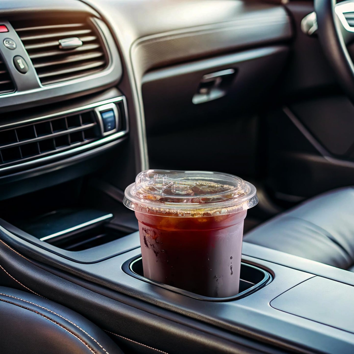 Turbo Bee 16 OZ 200 Sets Clear Plastic Cups with Strawless Sip Lids, To Go Crystal Clear Disposable Plastic Cups with Lids for Iced Coffee, Smoothies, Soda, Lemonade, Cold Beverage