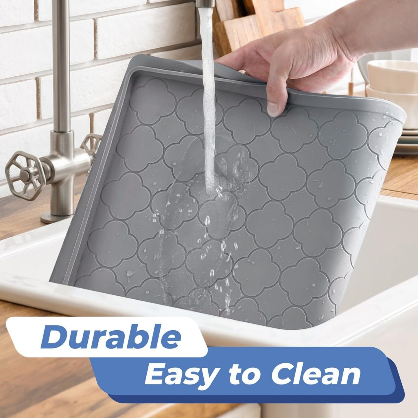 Jin&Bao Waterproof Under Sink Mat 28" x 22", Thick Silicone Mat Cabinet Protector for Kitchen and Bathroom, Shelf Liner, Home Organizer and Storage, Multipurpose Tray for Gadgets and Essentials