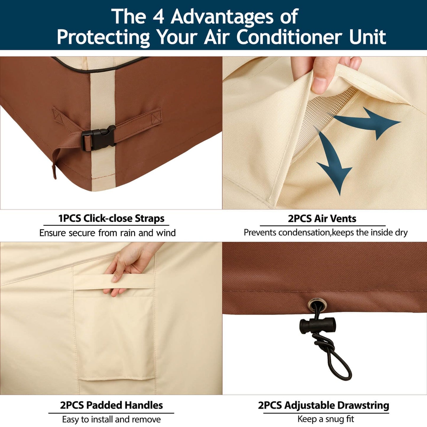 Westblue Air Conditioner Cover for Outside Units-Durable 600D AC Cover for Outside Unit Waterproof & Resistant AC Unit Covers Outdoor Central Square Fits up to 32x32x30 inches