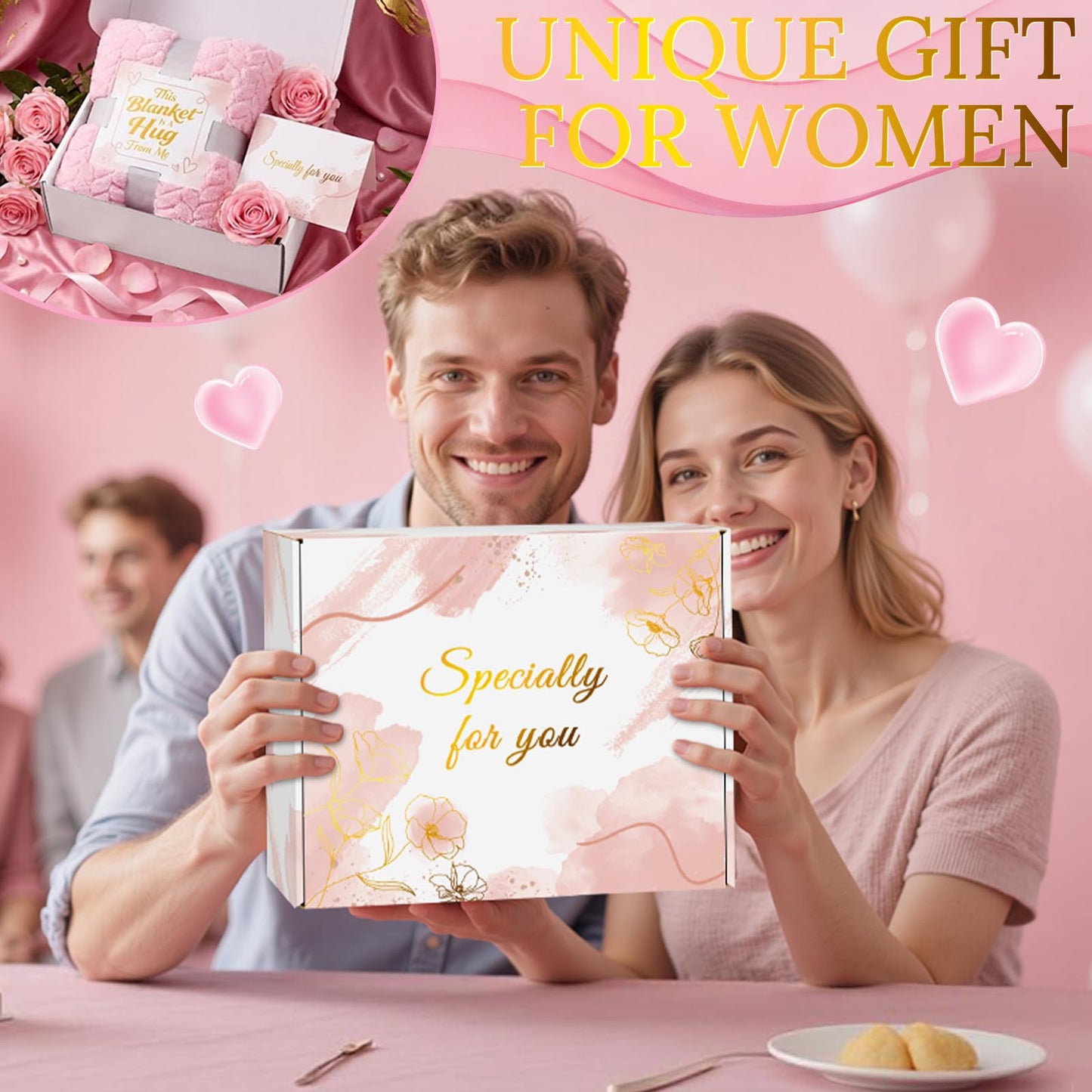 MIXVOVA Birthday and Get Well Gifts for Women - Self Care Relaxing Spa Package with Luxury Flannel Blanket, Unique Valentines Day Mother's Day Gifts for Mom Wife Friends