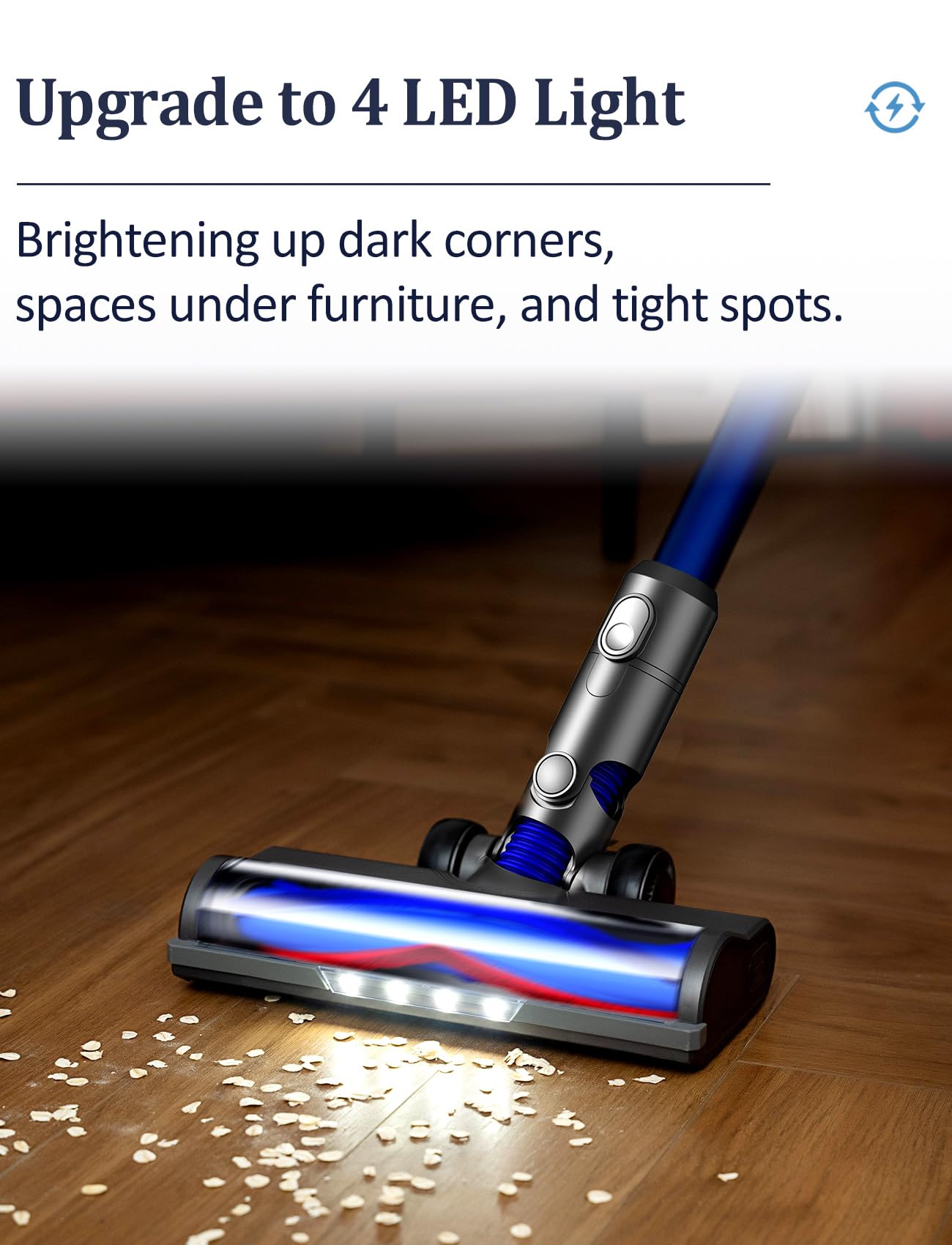 Puregad Vacuum Attachments for Dyson V6 Cleaners, Brush Motorhead Head with LED Lights for Hardwood Floor and Carpet, V Shape Bristle Roller Replacement Parts for DC59 DC61 DC62 DC74