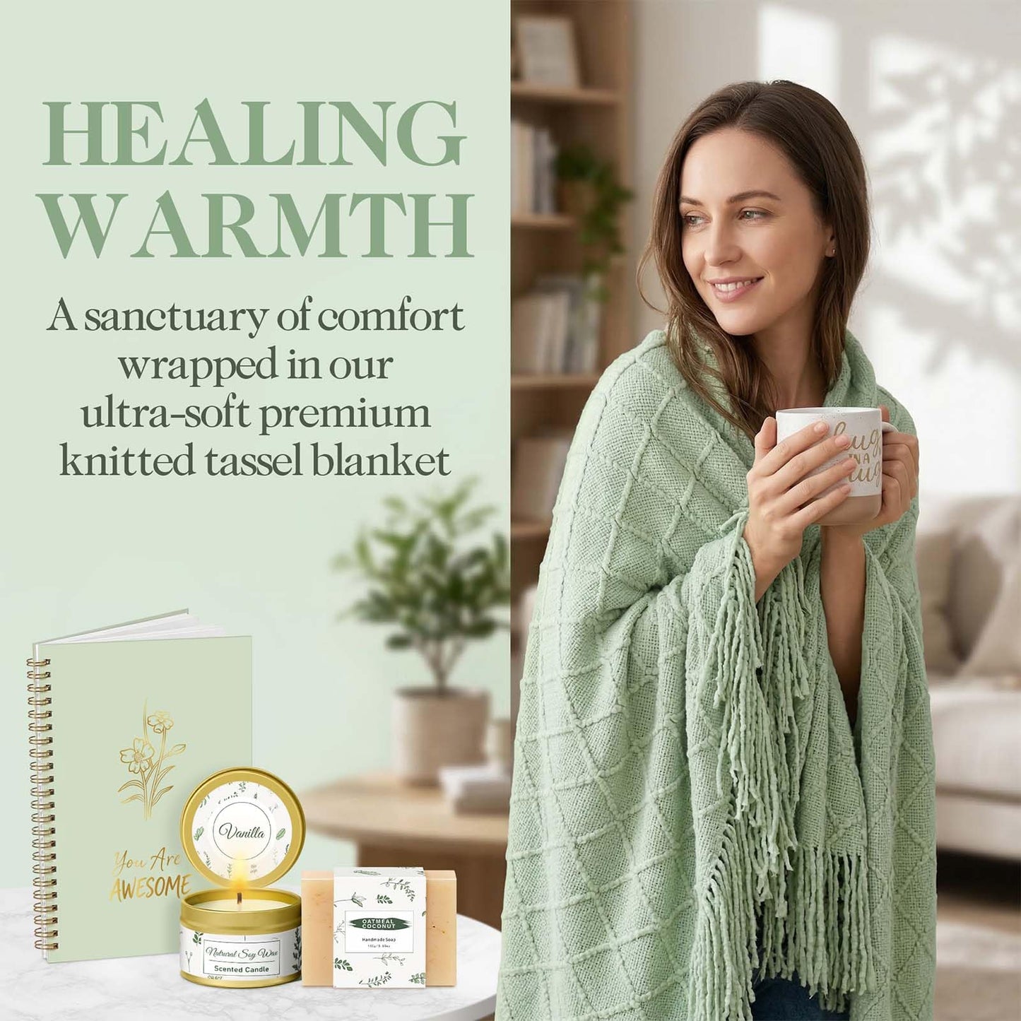 Birthday Gifts for Women Gift Basket, Self Care Get Well Relaxing Spa Gift Baskets for Women, Unique Inspirational Mothers Day Gifts for Mom Wife Grandma Sister Friend Her