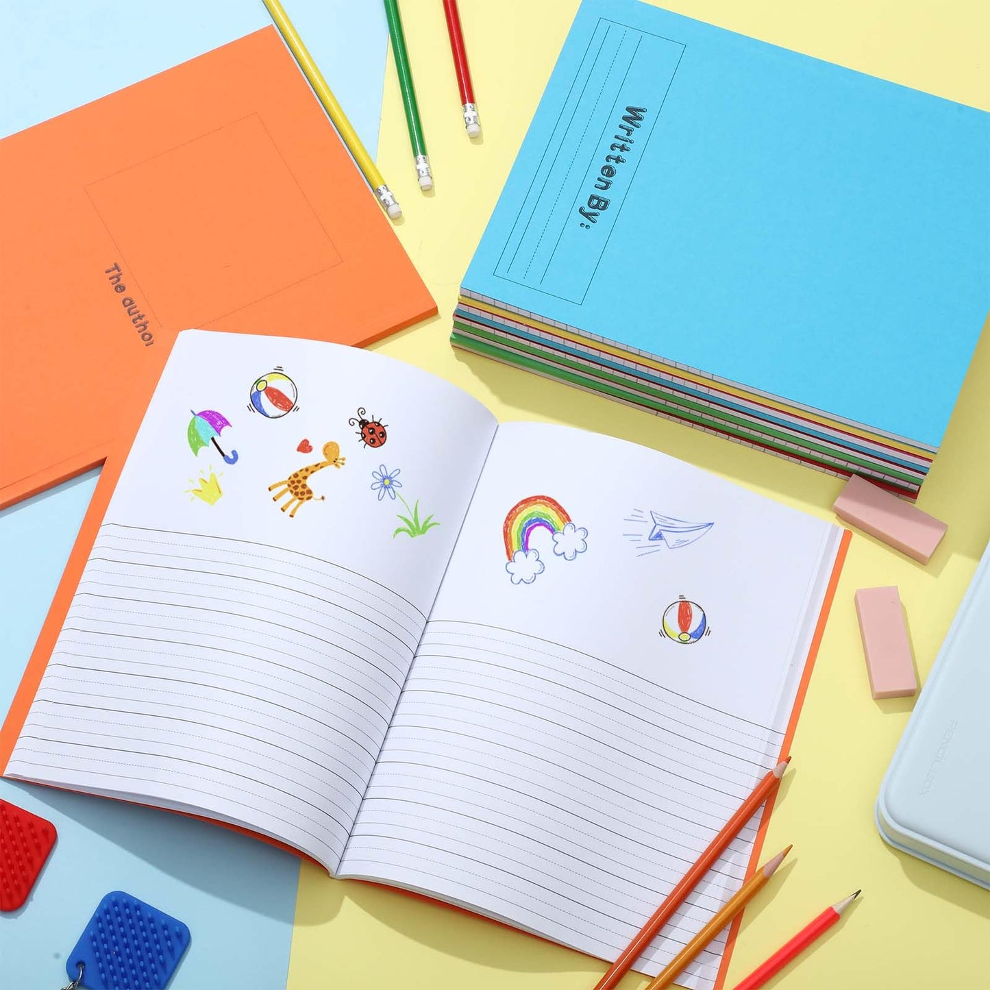 Henoyso 24 Pcs Primary Composition Notebooks k-2 for Kids, 120 Pages Draw and Write Journal Bulk for Kindergarten Classroom Preschool Teachers, Back to School Supplies (Colorful)