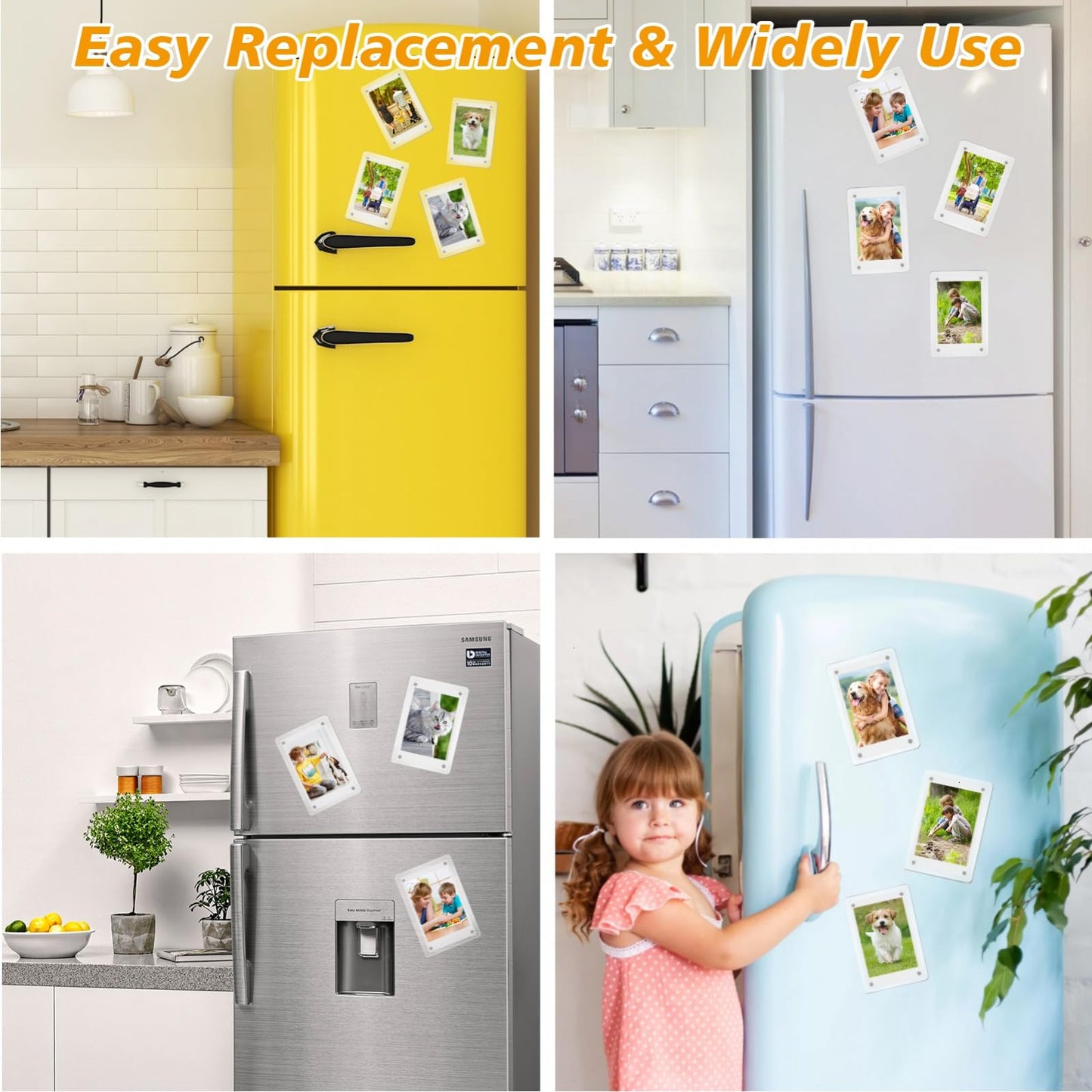 COYMOS 24 Packs Acrylic Magnetic Photo Frame for Refrigerator Double Sided Magnetic Polaroid Frames for Pictures Instax Mini Frame Super Clear 2.36 x 3.54 Inch