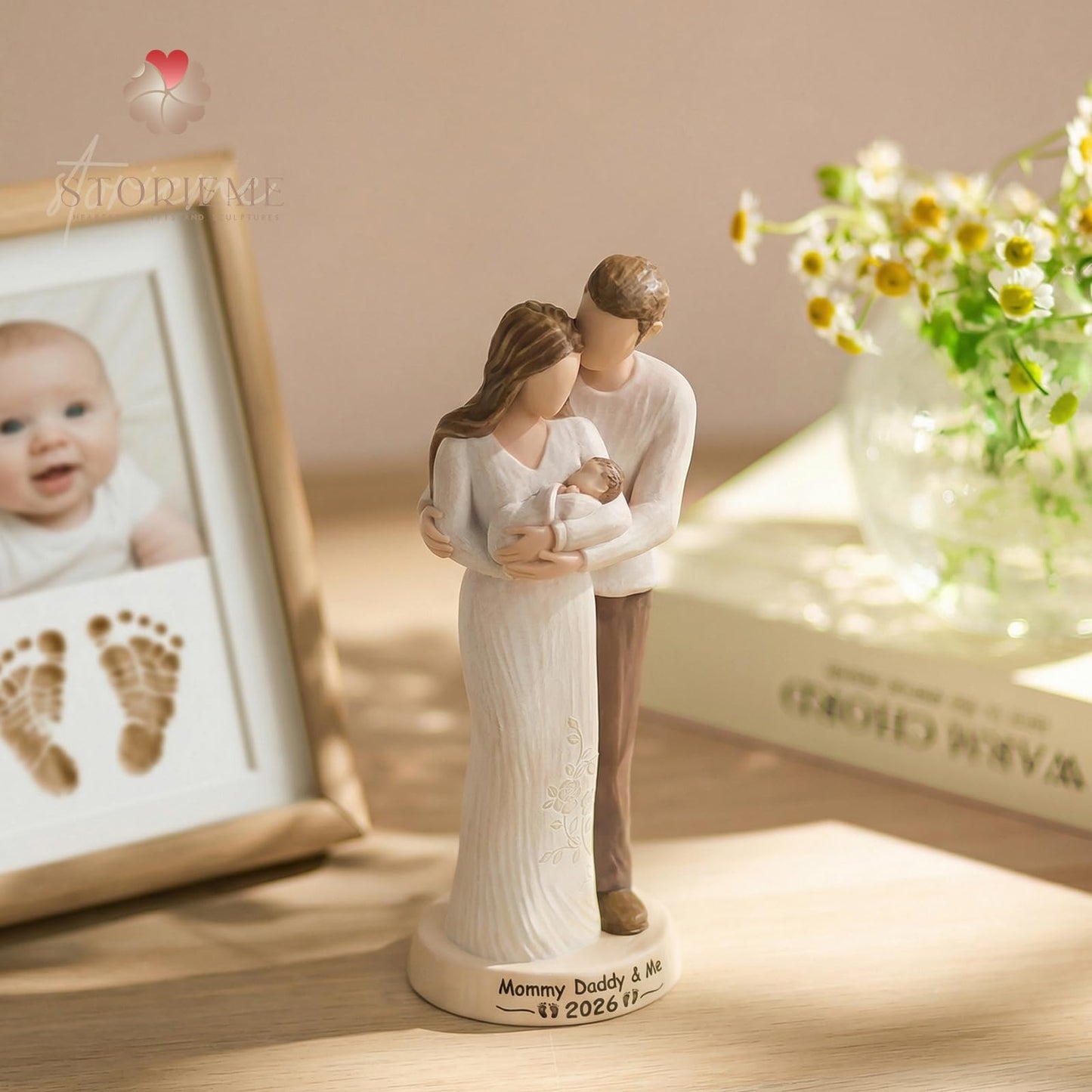 Storieme New Mom Gifts for Women: First Time Parents Gift for Couples - Pregnancy Gifts for Expecting Mother After Birth - Hand-Finished Mommy Dad to Be Figurine for Mothers Day