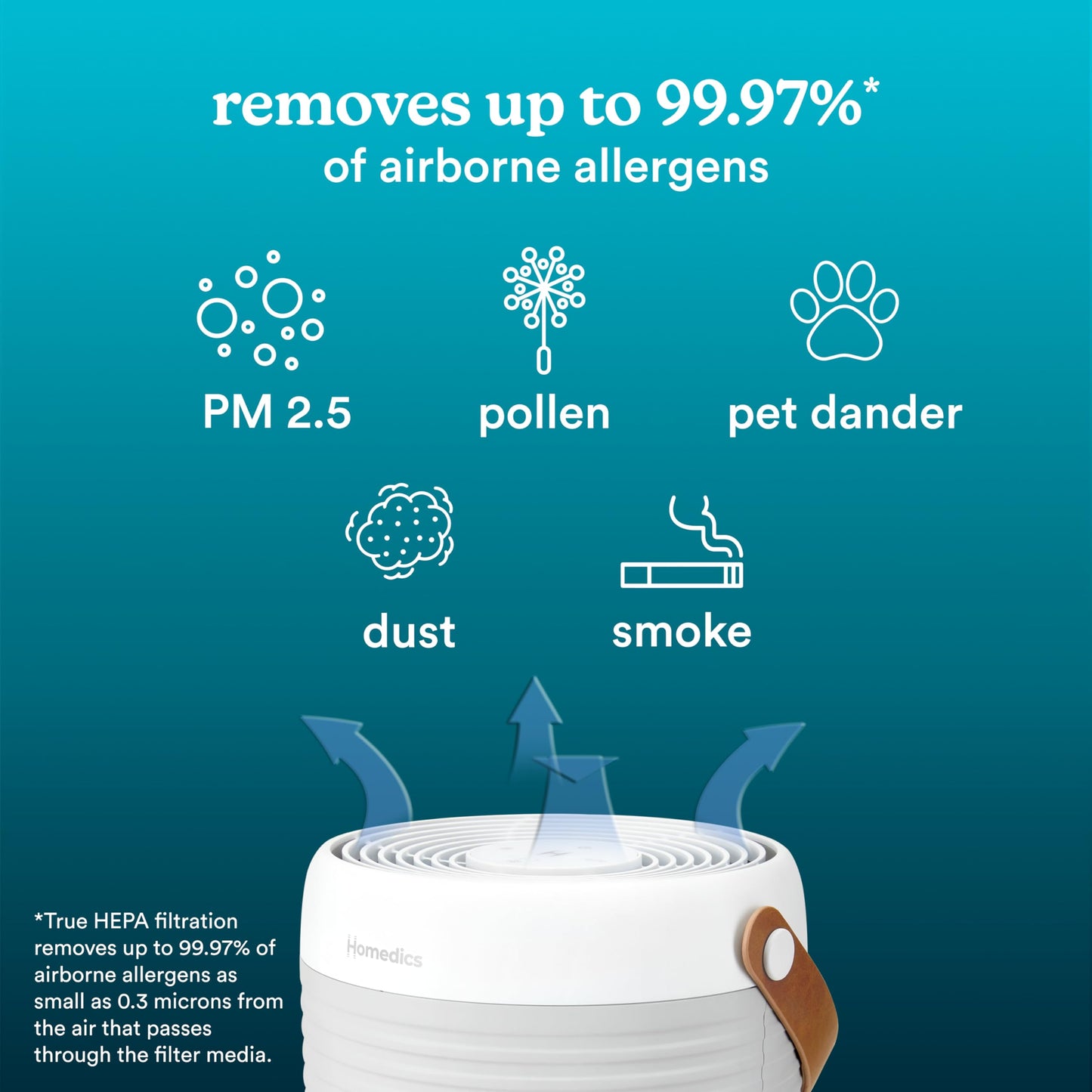 Homedics 3-in-1 True HEPA Replacement Filter, Air Purifier Filter, Activated Carbon Filter, Dust Remover, Air Cleaner, Remove Household Odors, Remove Pet Odors