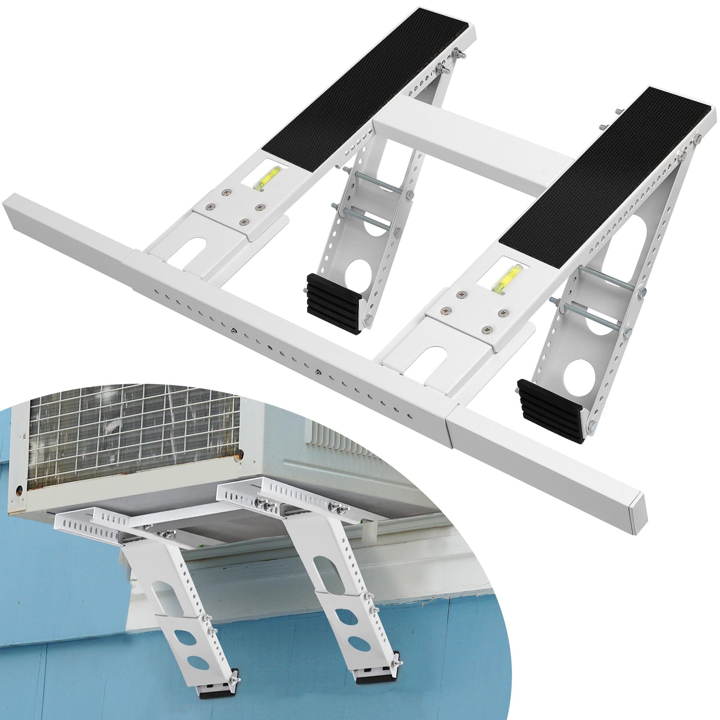 getlstub Air Conditioner Support Bracket, Adjustable Window AC Bracket, No Drilling, Heavy Steel Air Conditioner Stand Fit Most Single and Double-Hung Windows, Hold Up to 220lbs