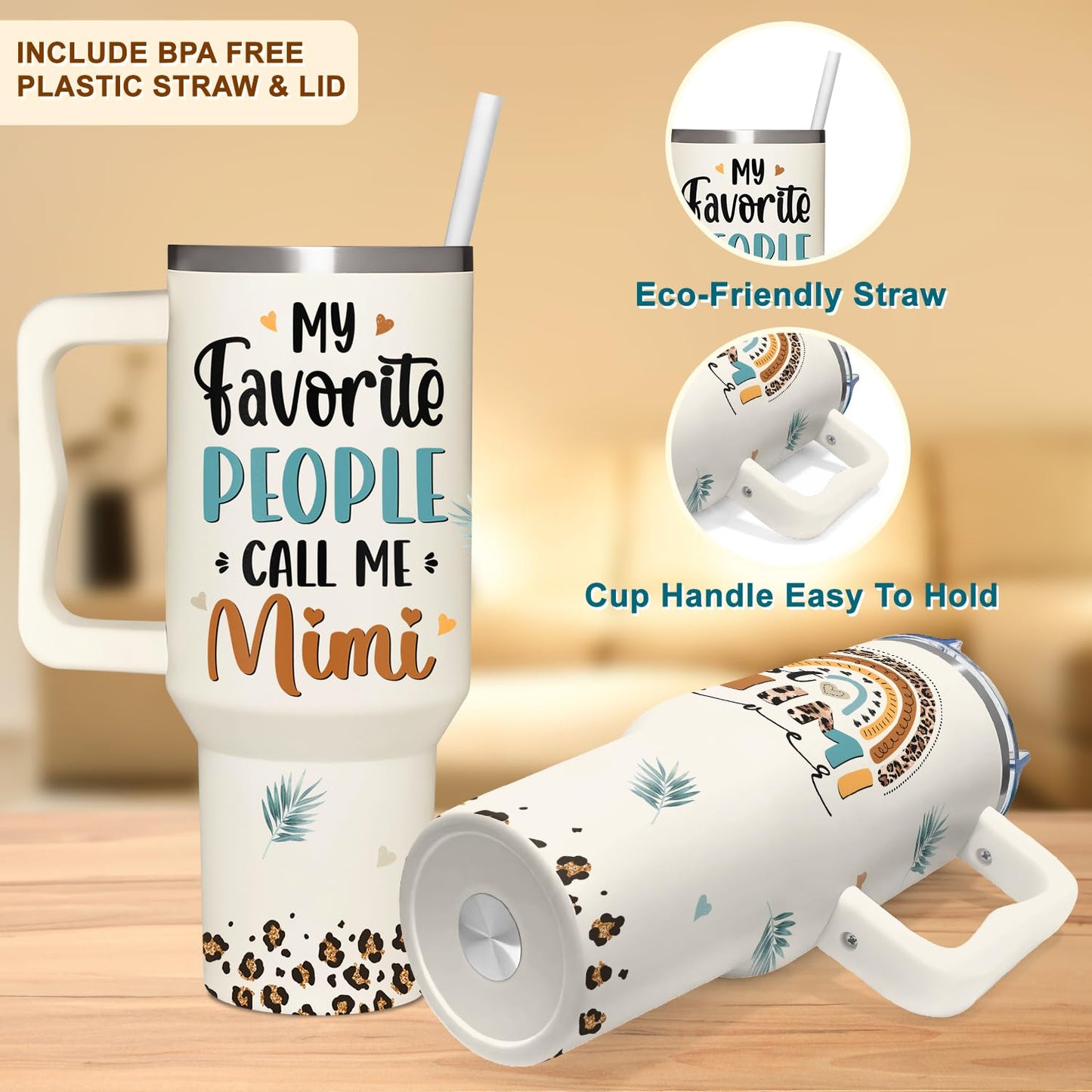 365FURY Mimi Gifts From Grandchildren - Mothers Day Gifts For Mimi - Christmas Birthday Gift - Gift For Grandma - 40Oz Tumbler With Handle