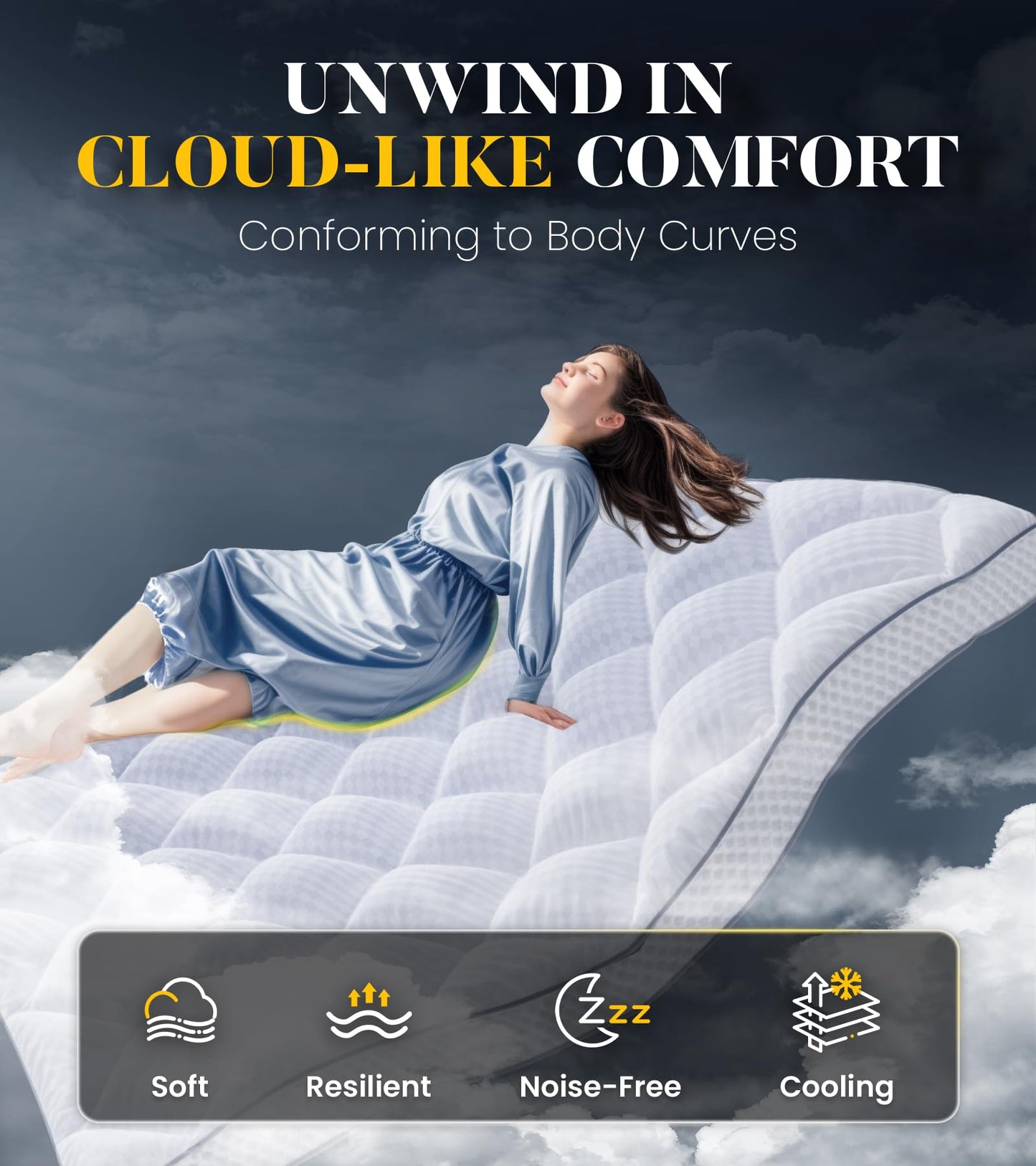 3 Inch Ultra-Fluffy Memory Foam Mattress Topper Full, Extra Soft Pillow Top Full Mattress Topper with 4X Support, Mattress Pad with Breathable Air Mesh Sides, 6-21'' Deep Pocket