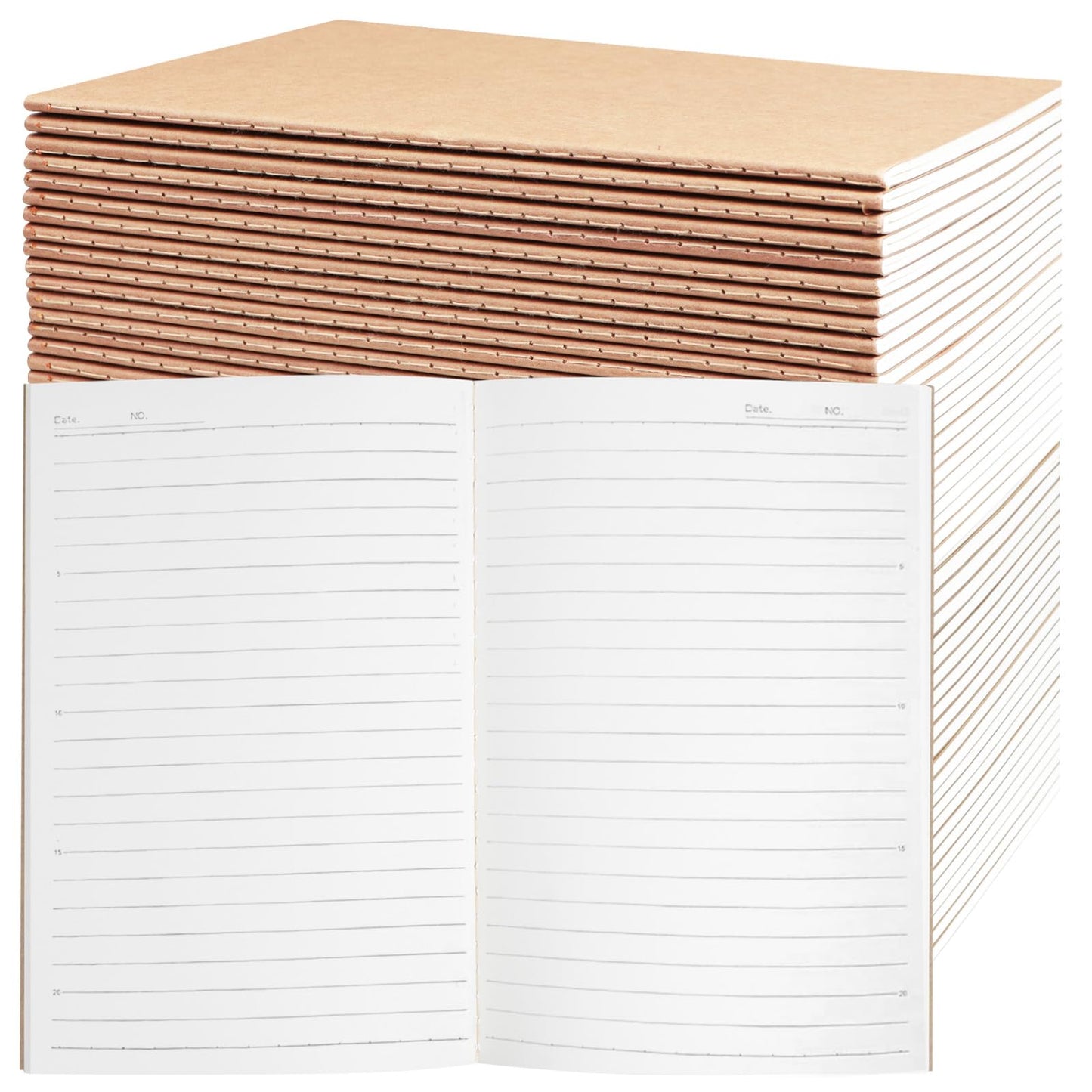 48 Pack A5 Kraft Notebooks Bulk, Lined Paper Journaling Notebooks, 8.3x5.5in 60 Pages Composition Notebook Travel Journal Set for Work, School, Students,Kids, Gift, Office, Back to school Supplies