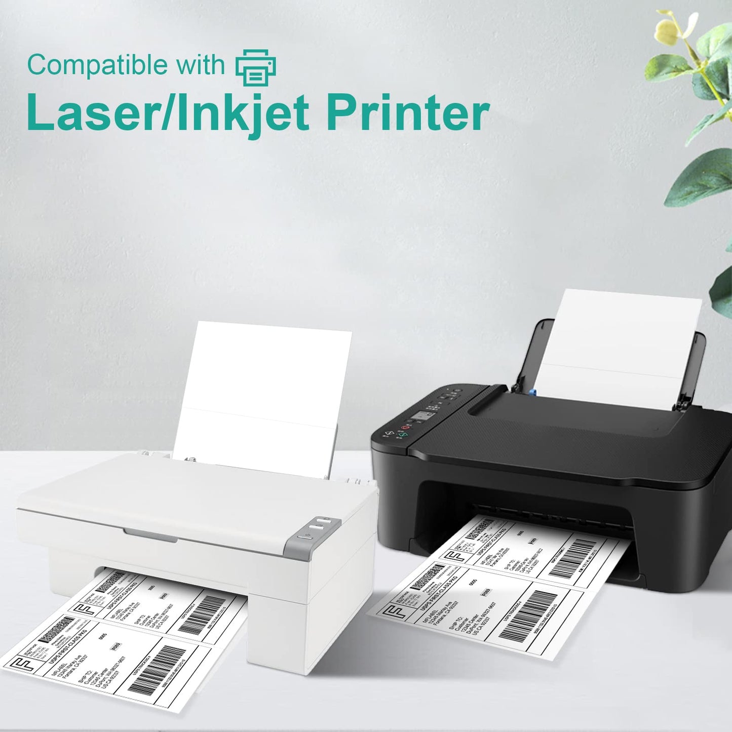 MFLABEL 8.5 x 11 Inch Half Sheet Shipping Labels - 1000 Adhesive Sticker Papers for Laser & Inkjet Printer (500 Sheets, 48 Free Fragile Stickers) - Ultimate Pack for FBA, Packages & Mailings
