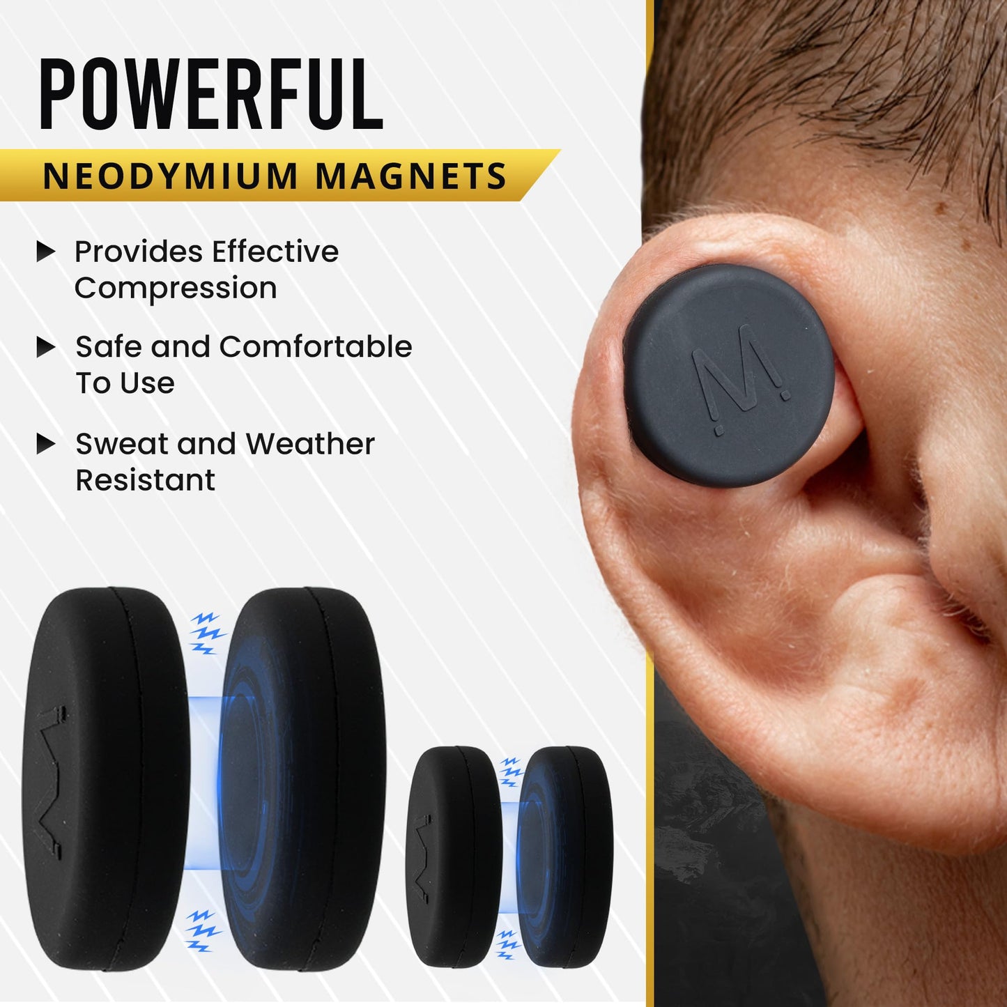 MagnetRX® Cauliflower Ear Magnets – 8 Multi–Size Magnets & Spacers with Case – Compression Ear Magnet for Cauliflower Draining, Keloid Earring Support, BJJ, Wrestling & MMA Treatment & Prevention