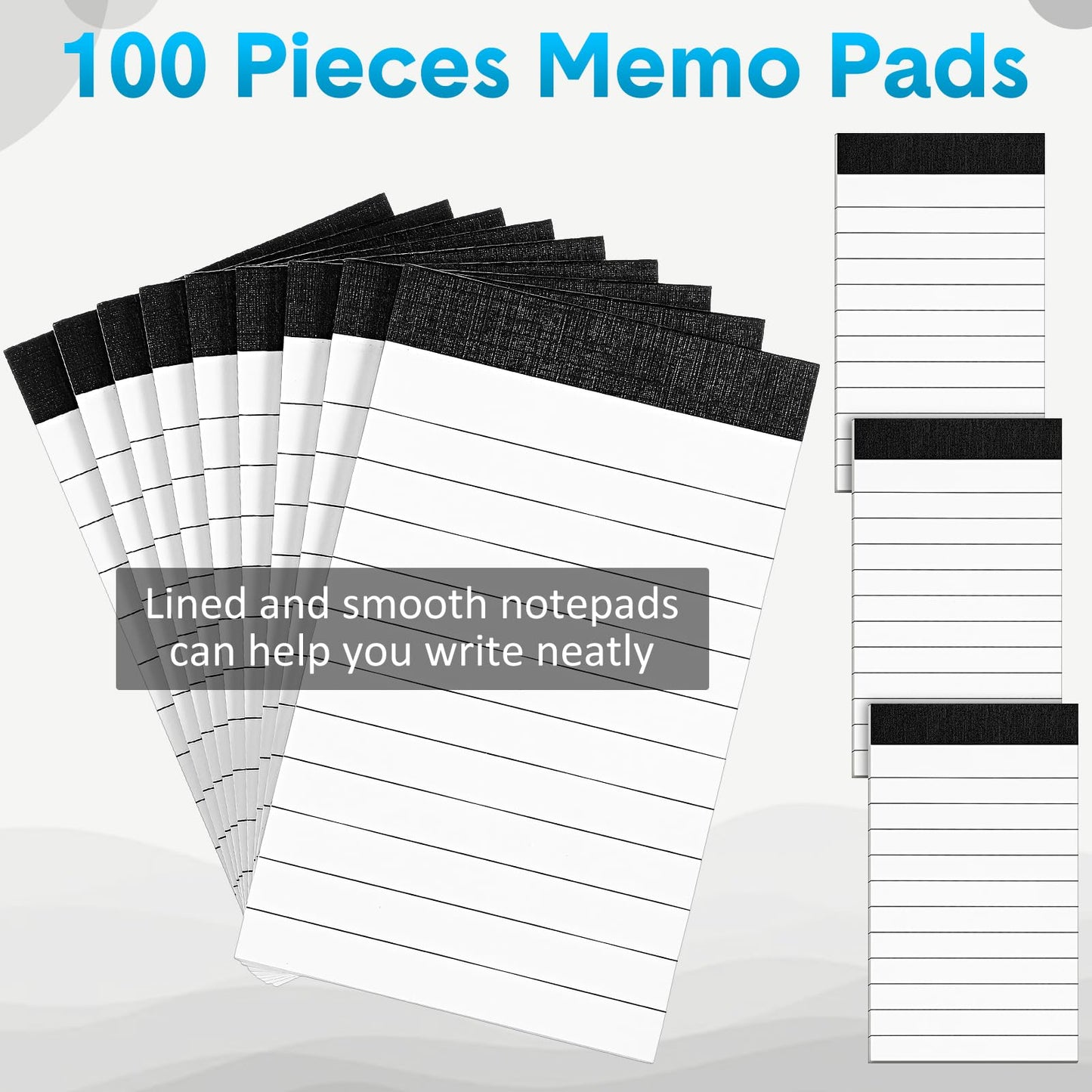 PerKoop 100 Pack Small Note Pads 3 x 5 Inch Lined Notepad Mini Memo Legal Pads with 30 Sheets Refills for Taking Notes Office School Supplies