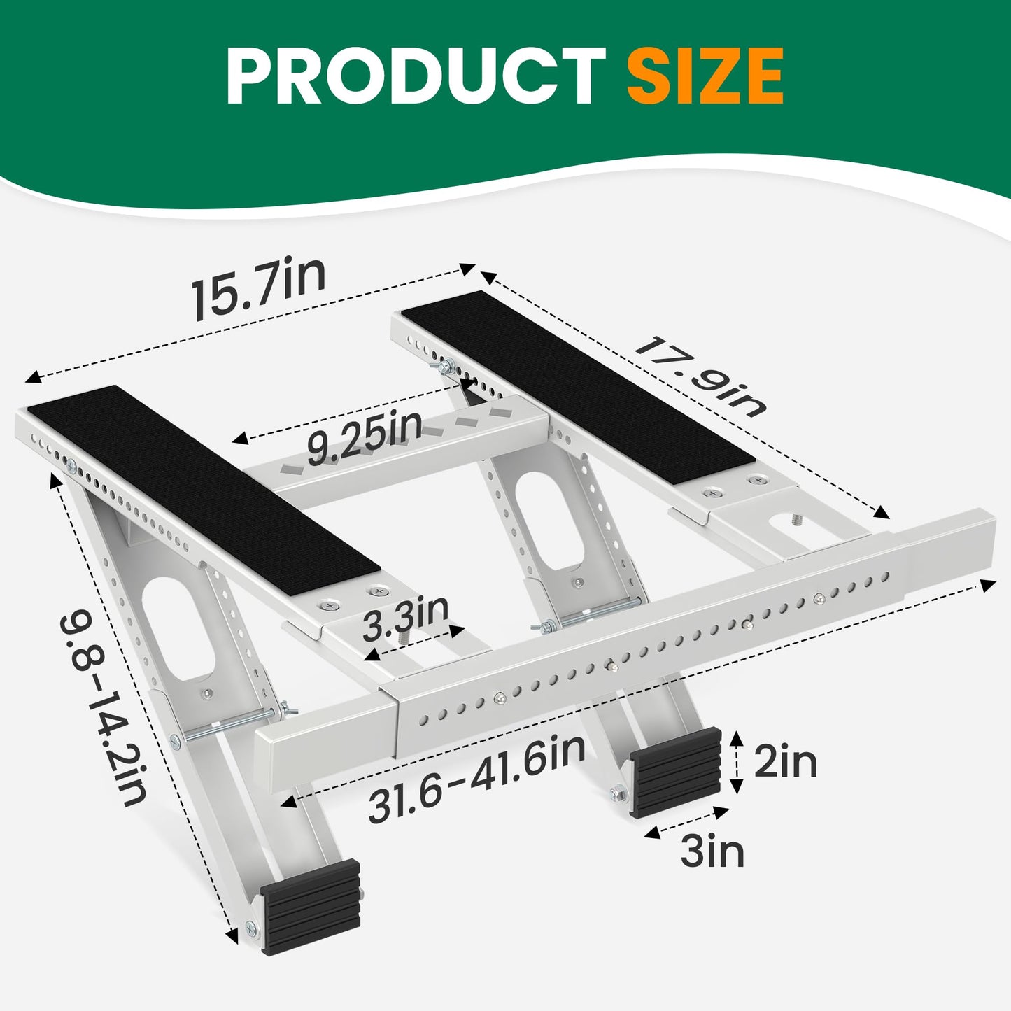 Plusluck Air Conditioner Bracket No Drill: Heavy Duty Holder with Bubble Level for 350lbs AC Units, Adjustable Width, No Tools Needed, Fits Single & Double Hung Windows, 5000-24000 BTU Coverage