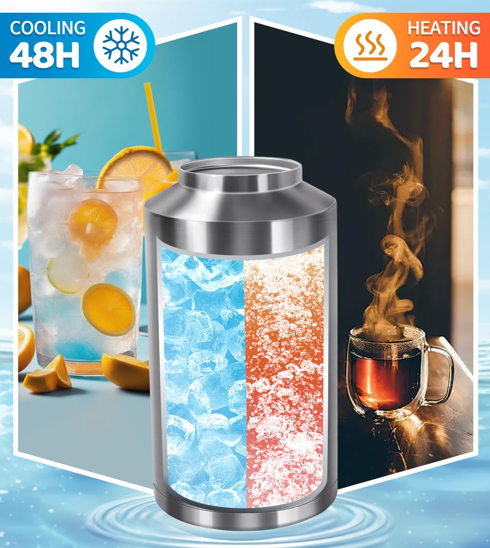 GAGANIU Insulated Water Bottle, 1 Gallon Jug with Handle, 128 oz Stainless Steel Large Water Bottle Wide Mouth Double Vacuum for Hot & Cold Drinks, Stainless Steel