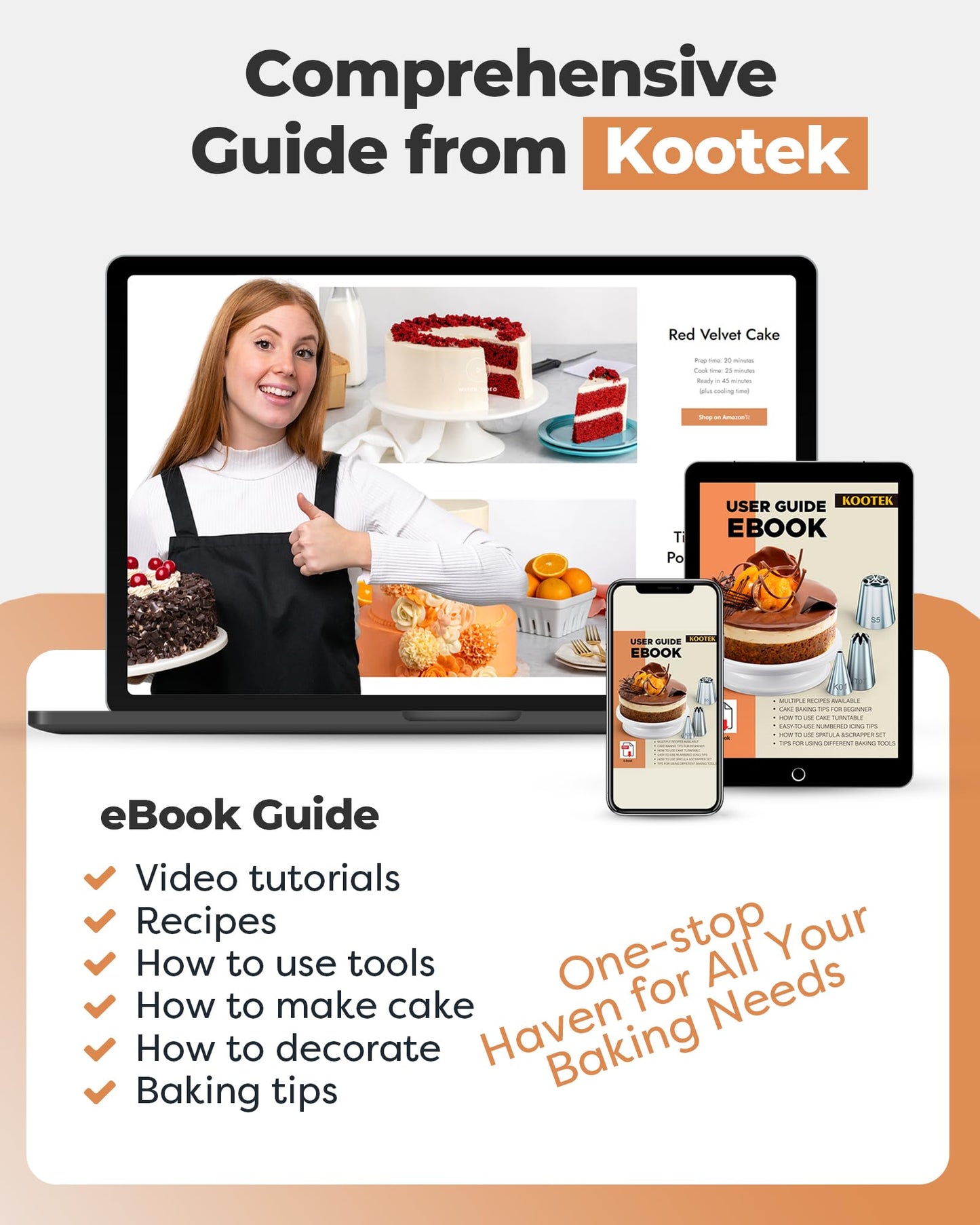 Kootek Aluminium Cake Turntable, 12 Inch Rotating Cake Stand, 35 pcs Cake Decorating Kit Supplies with 24 Numbered Icing Piping Tips, 2 Frosting Spatula, Pastry Bags and Other Baking Tools