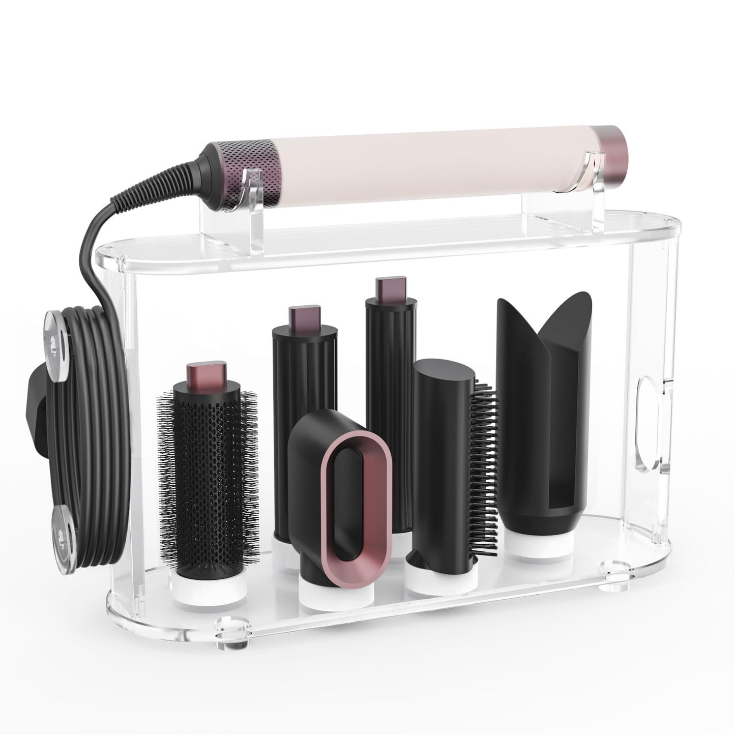 Affogato Acrylic Storage Holder Compatible with All Dyson Airwrap Styler Accessories, 6 Holes Countertop Organizer Stand for Diffuser Long Barrel Attachments for Bathroom