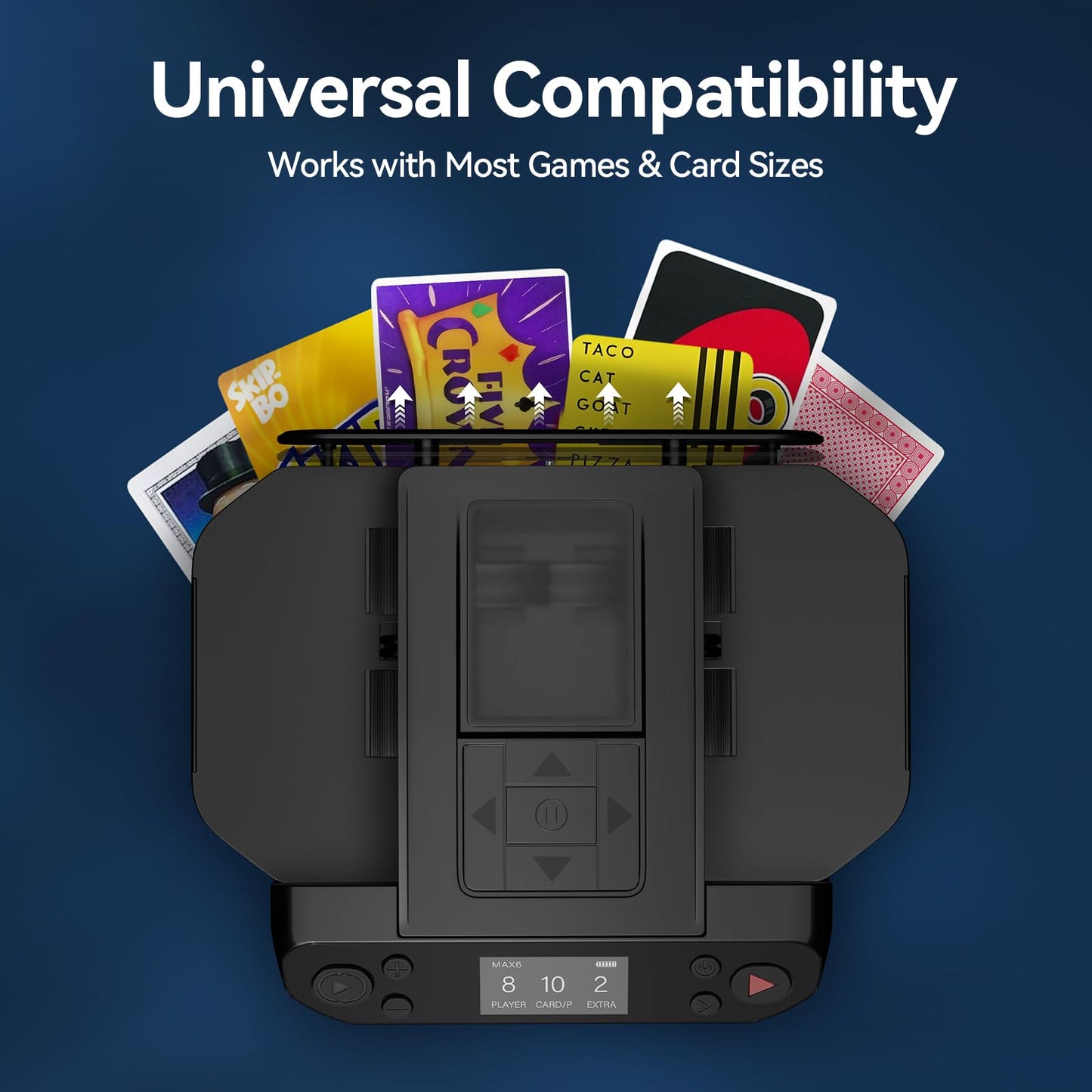 MagicDealer Automatic Card Shuffler and Dealer Machine 2-in-1 for 1-2 Decks, 180°/360° Rotating Dealing Machine for 1-12 Players, 4 Remotes, Rechargeable, for Poker, UNO, Blackjack, Phase 10