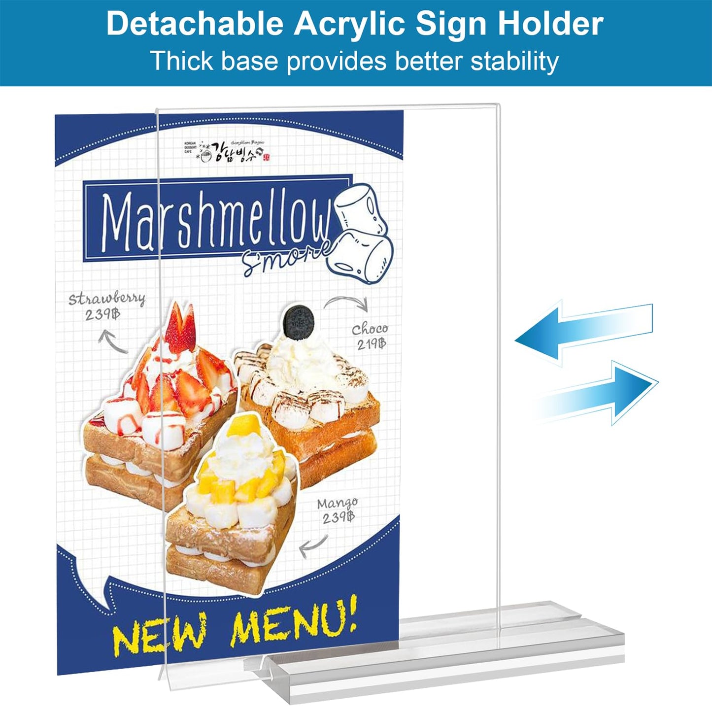 dulvus Acrylic Sign Holder 4x6 Inches 24 Pack, Double Sided Clear Display Stand Table Top Sign Paper Holder, Vertical Menu Flyer Holder, Plastic Sign Frame for Stores, Restaurants, Hotels, Office