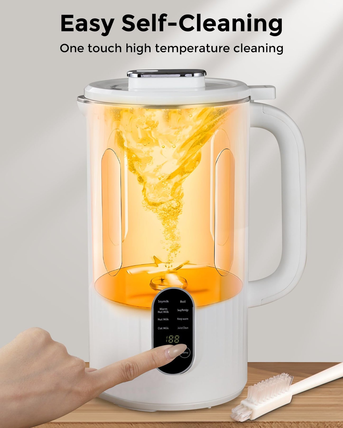 Kuhuz Nut Milk Maker,32oz Automatic Soy Milk Machine For Homemade Almond,Oat,Coconut Plant Based & Non-Dairy Beverages,12H Time Delay,Auto-Clean,Keep Warm,Cream White