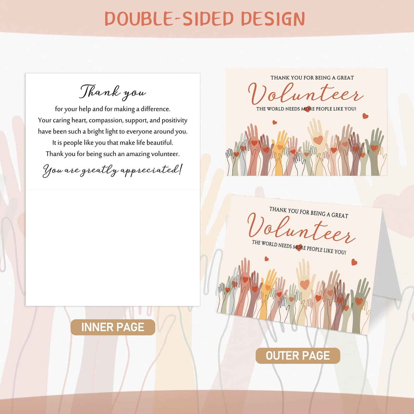 Sinload 100 Sets Volunteer Thank You Cards with Envelopes and Stickers Appreciation Gifts Bulk You Are Greatly Appreciated Cards for Volunteers Church Ministry Charity Supplies