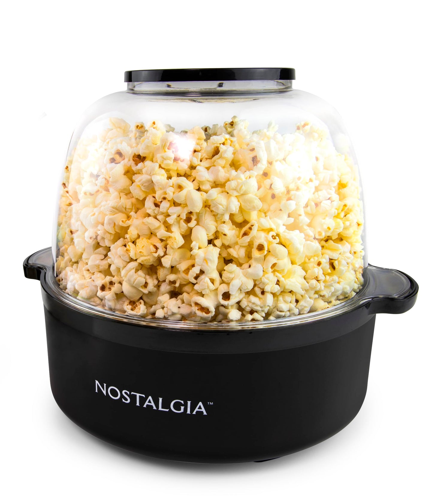 Nostalgia Classic Electric Stirring Popcorn Maker, Makes 8 Cups, Large Lid Doubles as Serving Bowl, Quick Heat Technology, for Kettle Corn and Roasted Nuts, Black
