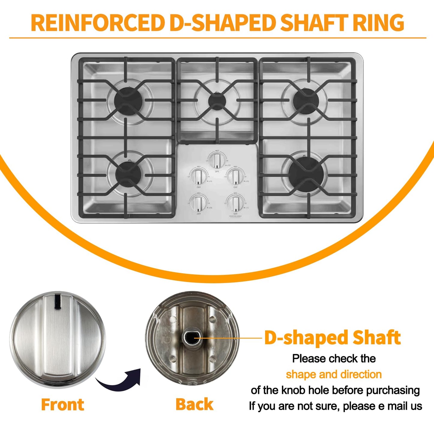 atgestore WB03X29300 Stainless Steel Stove Knobs Replacement for GE Stove Parts Gas Range Knobs JGP3030SLSS JGP3036SL1SS JGP3030SL1SS GE Cooktop Knob Metal Control Surface Burner Knobs 4 Pcs