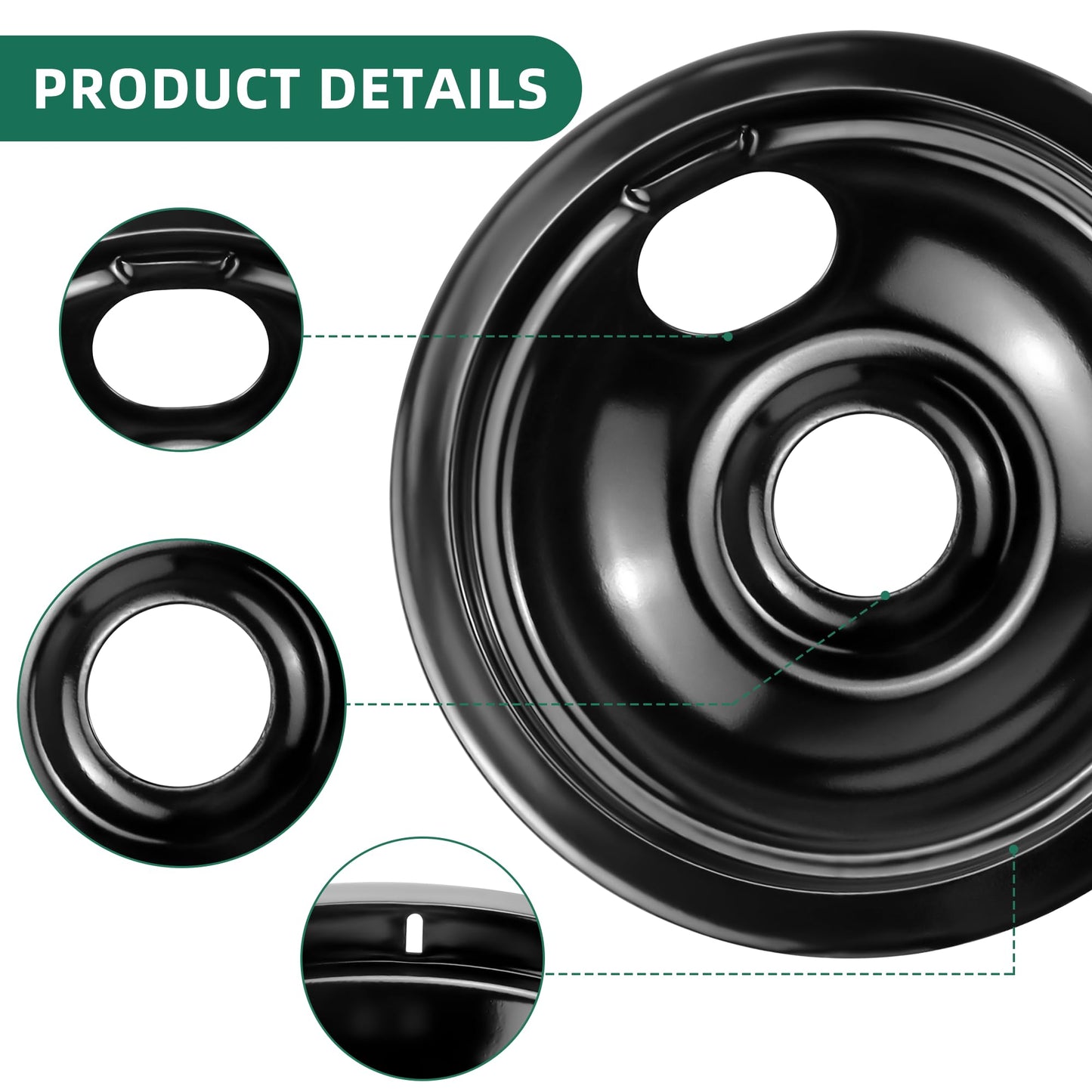Black Burner Drip Pan Bowls 5304430149(6")5304430150(8") and Electric Stove Burners MP15YA(6") MP21YA(8") Compatible for Frigi-daire Ken-more Cro-sley Tap-pan etc Stove by MIFLUS