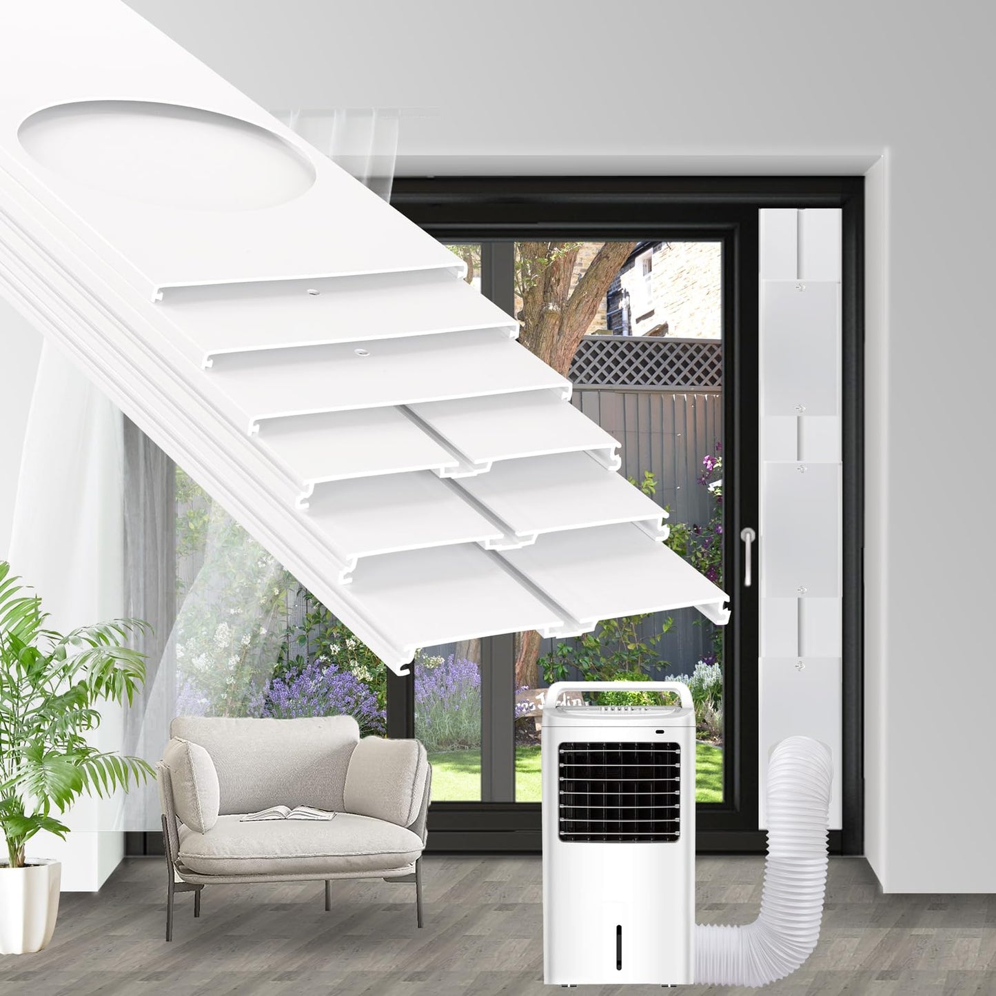 NWESTUN Portable Air Conditioner Sliding Door Vent Kit, 2024 New Upgrade Portable Air Conditioner Window Kit for Sliding Door, Max length 90inches, Ac Vent Kit for Exhaust Hose with 5.9"/15cm Diameter