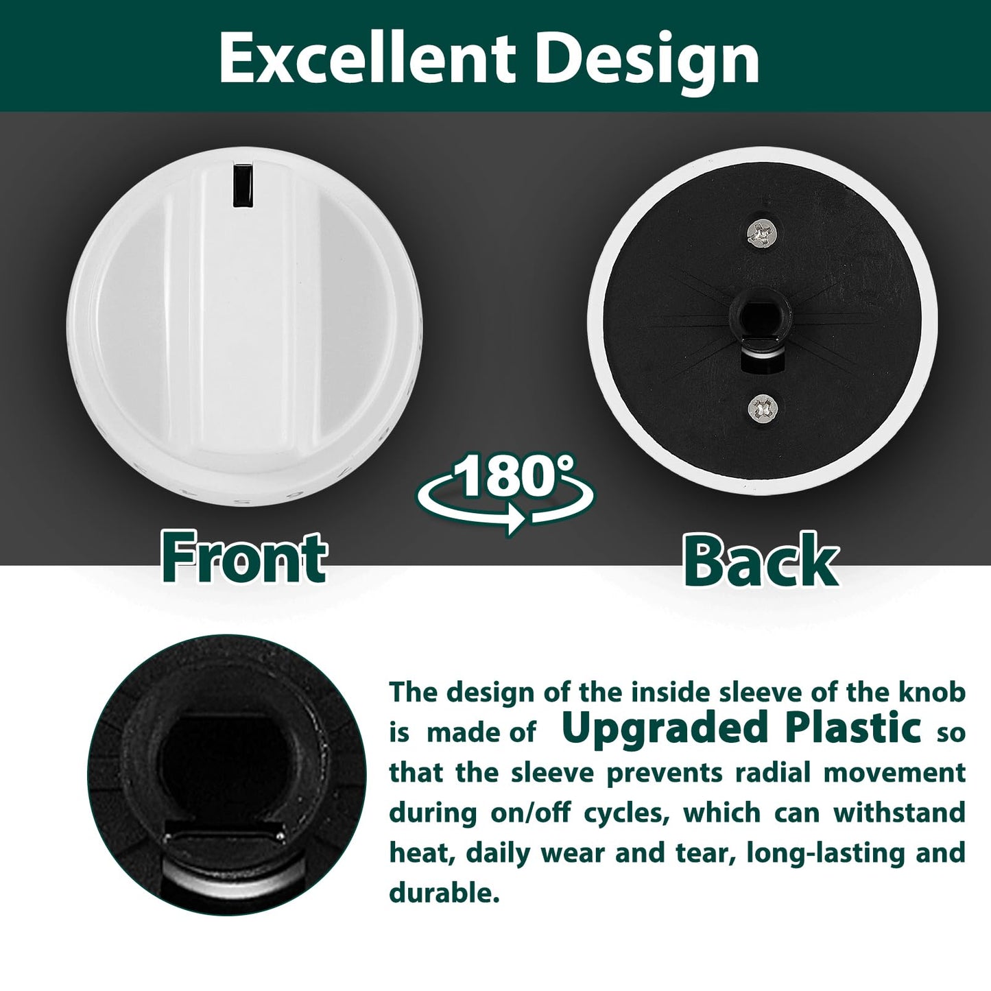Anniparts KIP 5G92 WB03X24795 Stove Knobs Cooktop Replacement Parts for GE Cooktop Gas Range Stove Top White Plastic JGBS66DEK3WW Electric Oven Control 222D5793 Knobs 5 Pcs