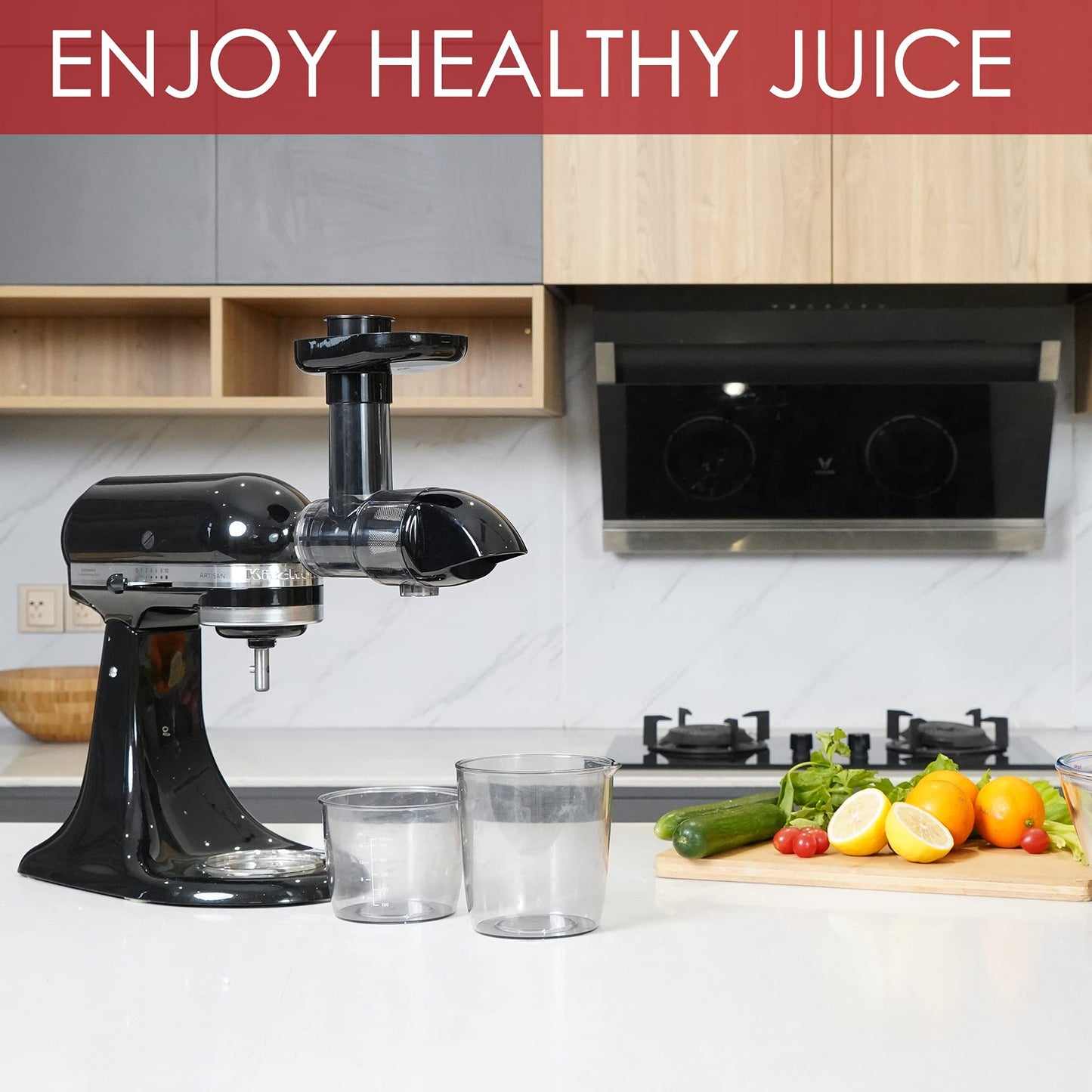 Masticating Juicer Attachment for KitchenAid All Models Stand Mixers, Masticating Juicer, Slow Juicer Attachment for KitchenAid All Models Stand Mixers, Black(Machine/Mixer Not Included)
