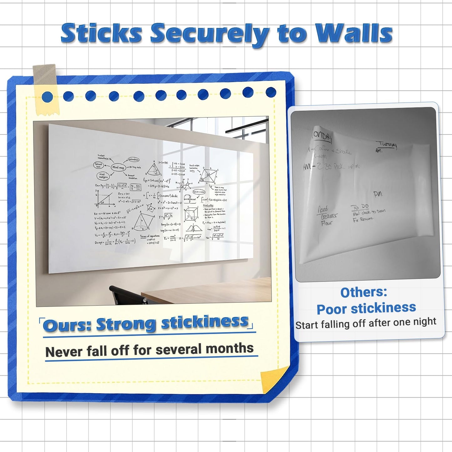 AFMAT White Board Dry Erase Paper, Large Whiteboard Wallpaper, with 6 Markers, Stain-Proof & Super Sticky, No Ghost, 6' x 4' Peel and Stick Dry Erase Board Paper for Wall/Home/Office, WS46D