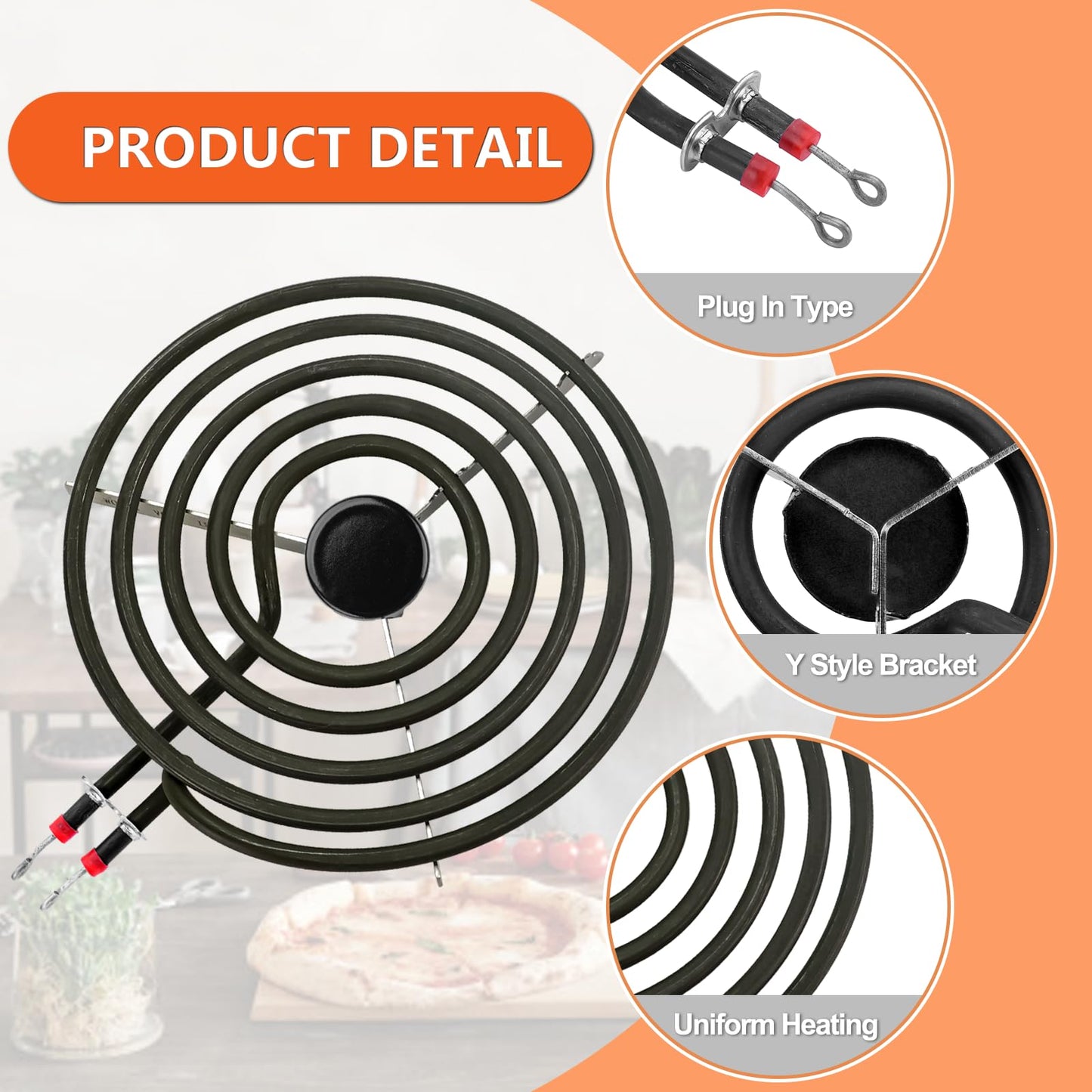 2*316048413(8") 2*316048414(6") Electric Stove Burner Drip Pans MP22YA Electric Range Burner Element Set MP15YA(6") MP21YA(8") Compatible with Frigidaire Kenmore Crosley Range Oven/Stove by Cenipar