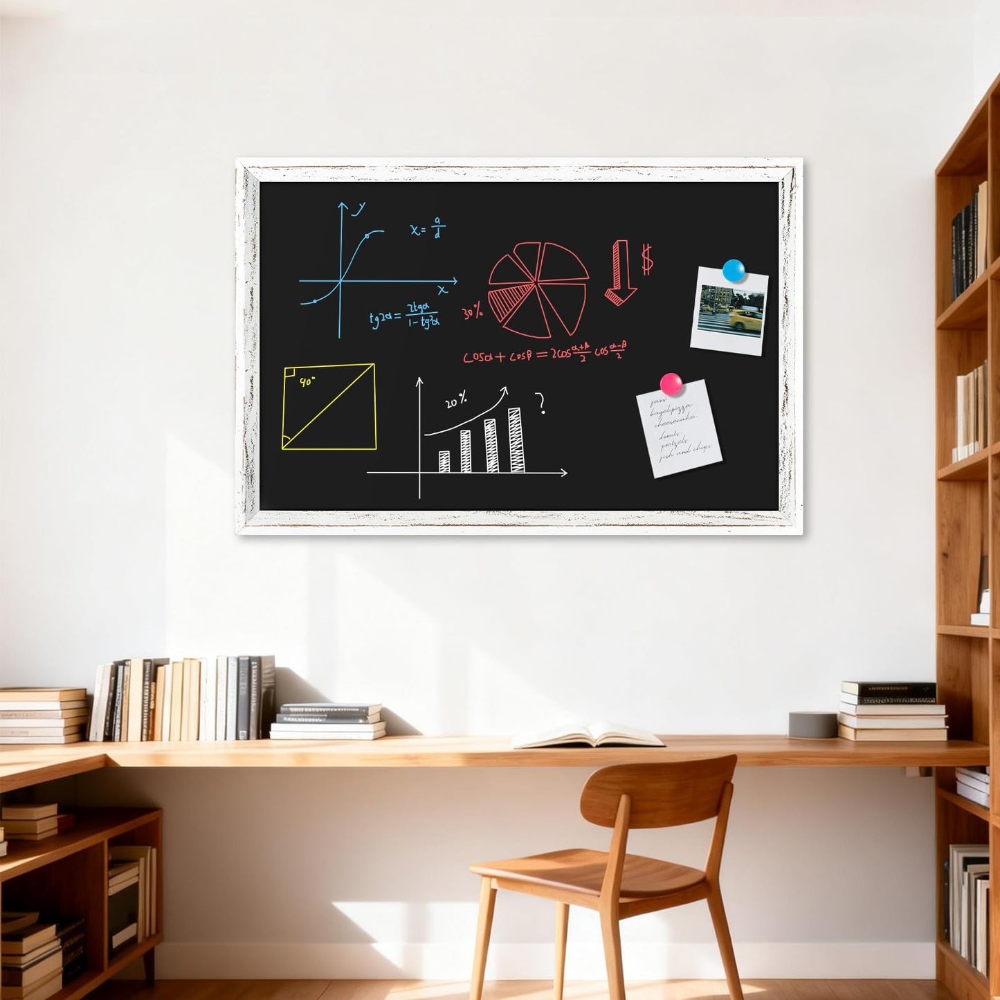Rustic Wood Framed Chalkboard, 36" x 24" Wall-Mounted Blackboard for Kitchen, Restaurant Menu, Office & Home Décor
