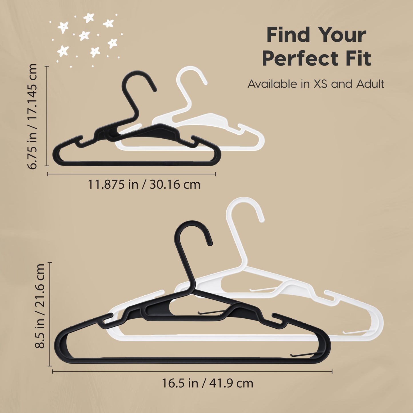IRIS USA Lightweight Flexible Hangers 50 Pack, Made in USA, Plastic Clothes Hangers with Shoulder Grooves & Accessory Hooks, Dorm Apartment Essentials, Adult Hangers for Light Shirts, White