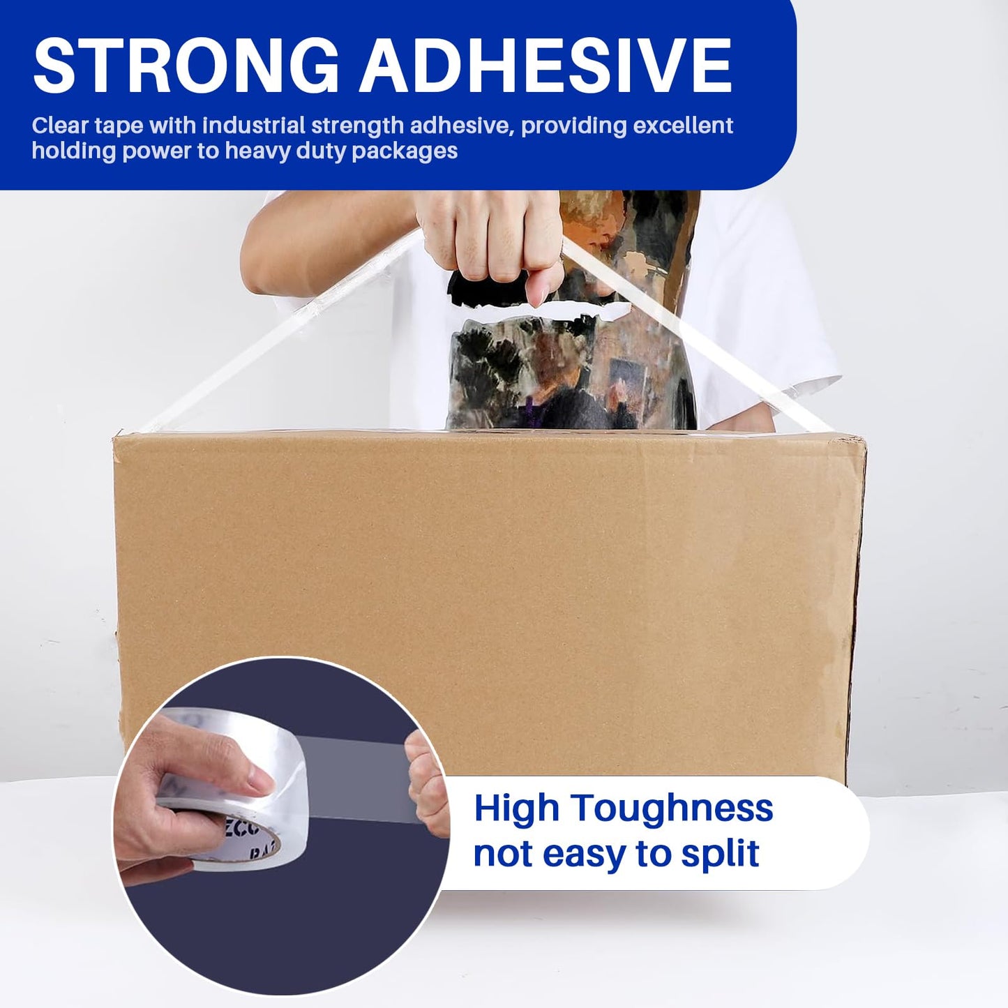 RAZCC Clear Packing Tape, 24 Rolls Heavy Duty Packaging Tape with Dispensers for Packing Shipping Moving and Sealing, Thicker Packing Tape-2" x 65 Yards Per Roll, 1560 Total Yards