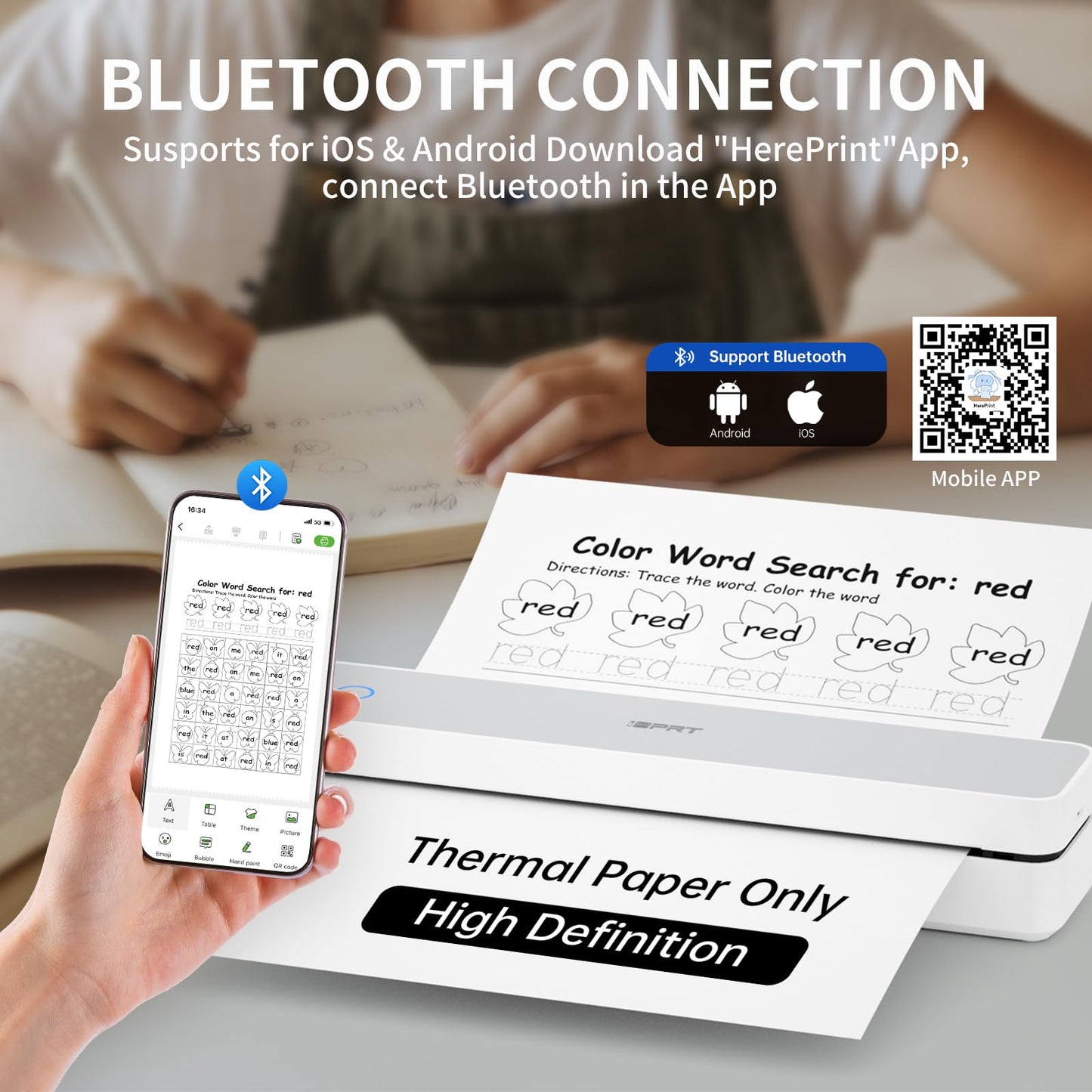 iDPRT Portable Inkless Printer for Travel,Wireless Thermal Printers Support 8.5" x 11" US Letter/A4,Small Mobile Bluetooth Printer for Home Use,Office,Vehicles,Compatible with Smartphone & Laptop