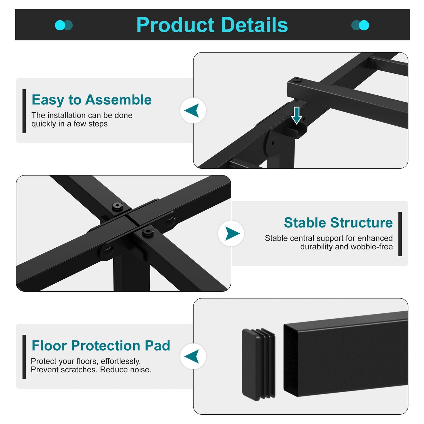 Maenizi 14 Inch Metal Bed Frame Queen Size No Box Spring Needed, Heavy Duty Platform Support Up to 3000 lbs, Easy Assembly, Noise Free, Black