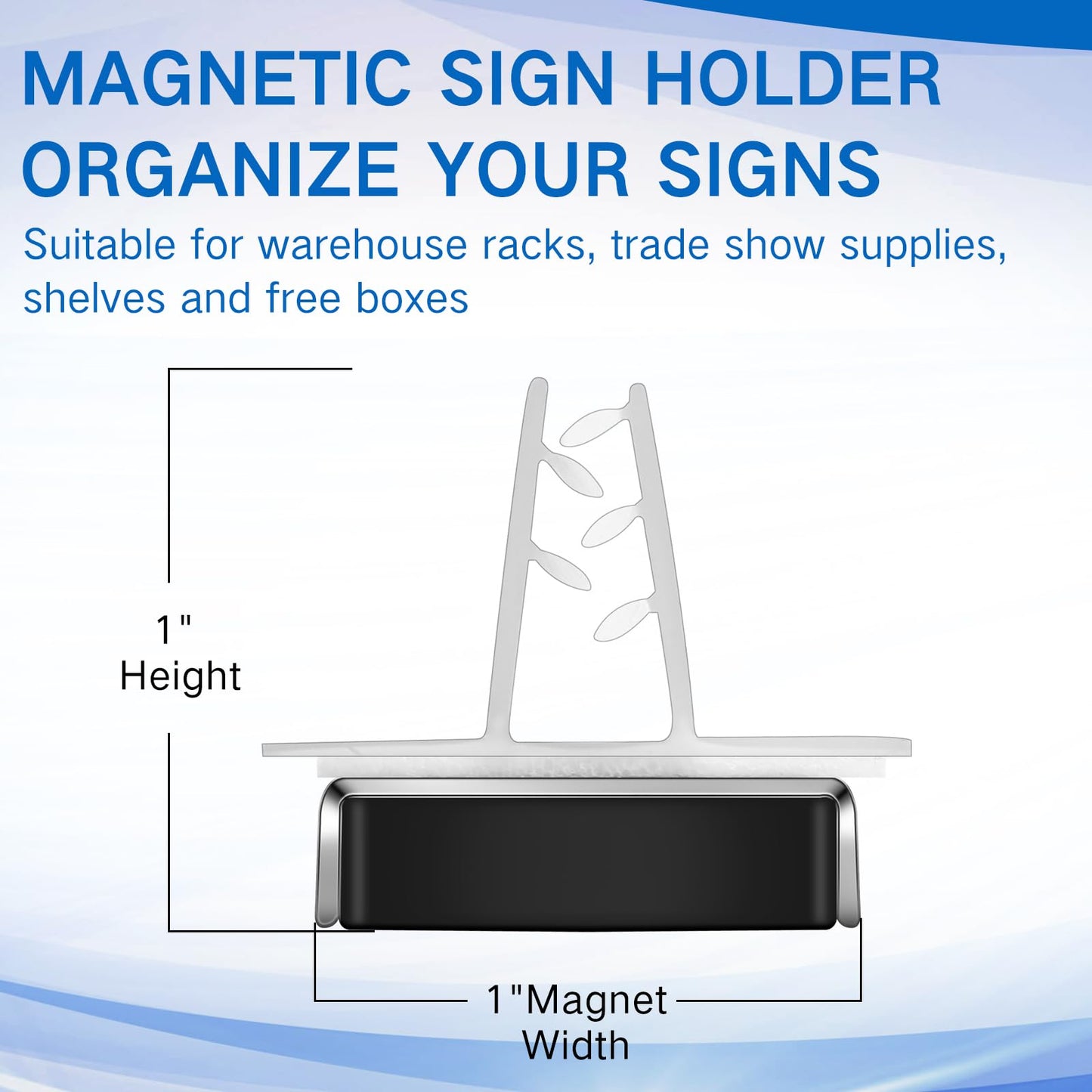 Thyle 24 Pack Magnetic Sign Holder Grip Holder, Powerful Magnet, 3" Length, 1" Width, 1" Total Height for Retail Wall Display Store Vendor Event Warehouse and Shop Supplies, Clear