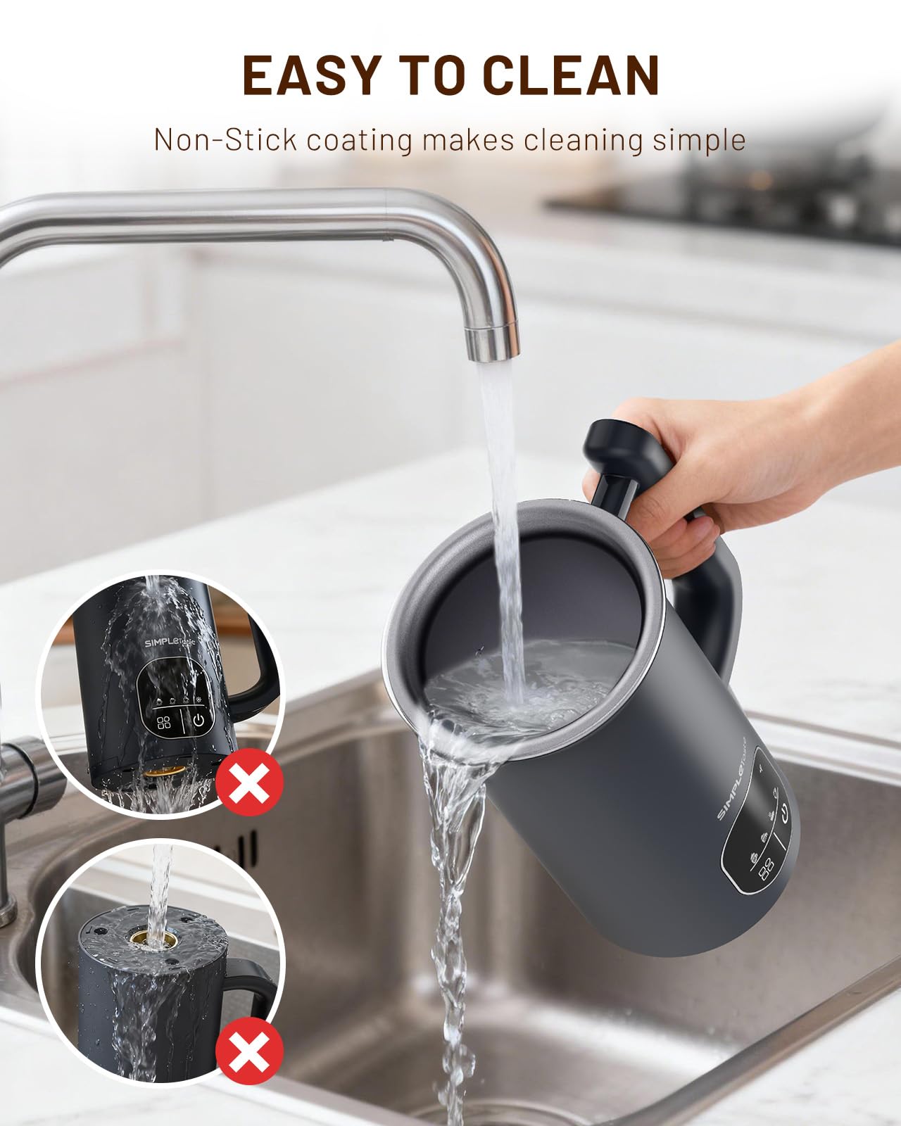 SIMPLETASTE Milk Frother, 4-in-1 Electric Milk Steamer with LED Touch Screen, Automatic Warm and Cold Foam Maker and Milk Warmer for Latte, Cappuccinos, Macchiato