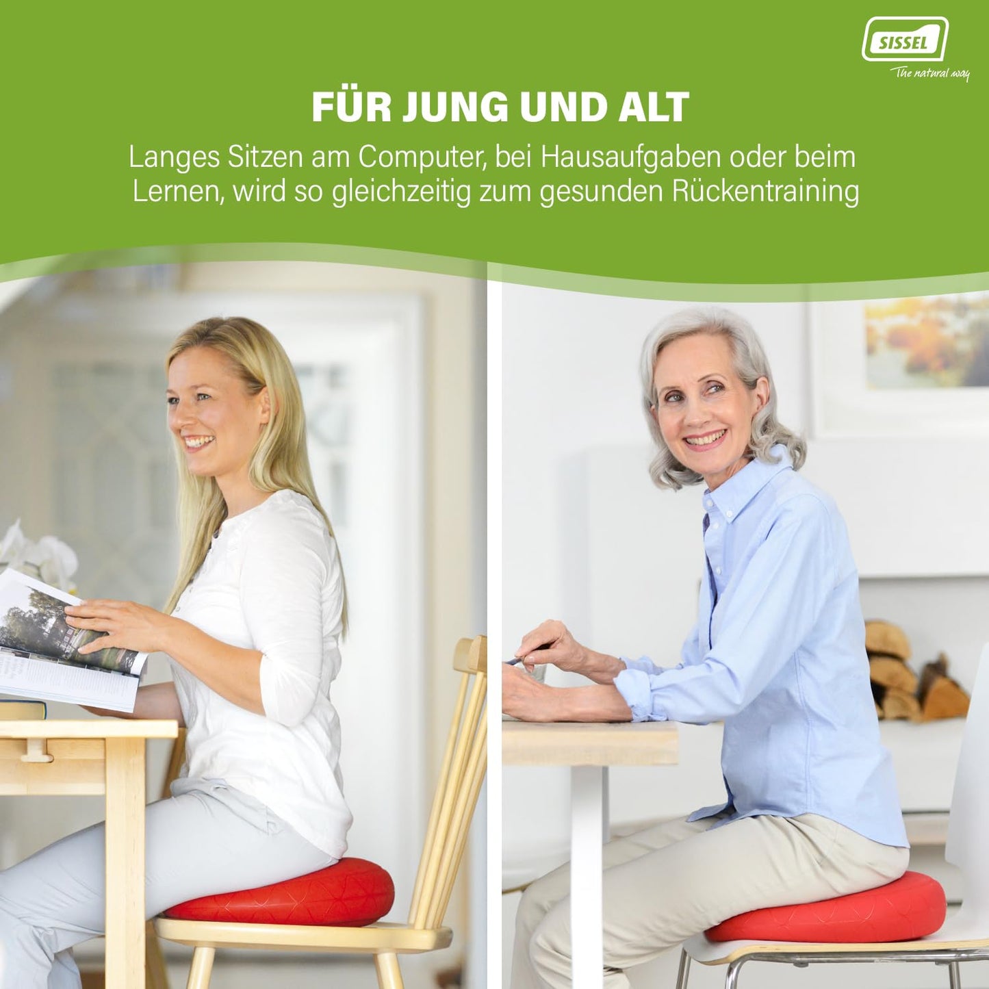 SISSEL SITFIT Plus | Active & Dynamic Sitting | 2-in-1 Function | Adjustable Pressure | Black, 14.5 in | Strengthens Back Muscles | Includes Pump & Exercise Poster