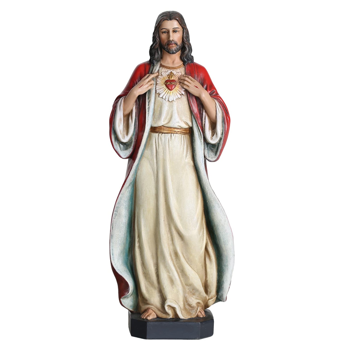 BC Catholic Sacred Heart of Jesus Statue, 10" H Jesus Christ Figure, Religious Catholic Gifts, Inspirational Indoor Home Decor, Hand Painted by Buildclassic