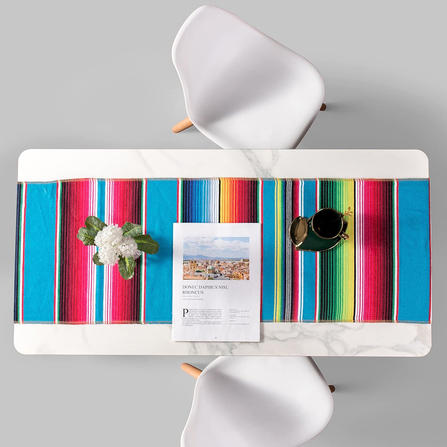 Mexican Table Runner 12Pack 14 x 84 Inches Fiesta Mexican Theme Party Decoration for Cinco de Mayo Fiesta Party Serape Zarape Table Runner