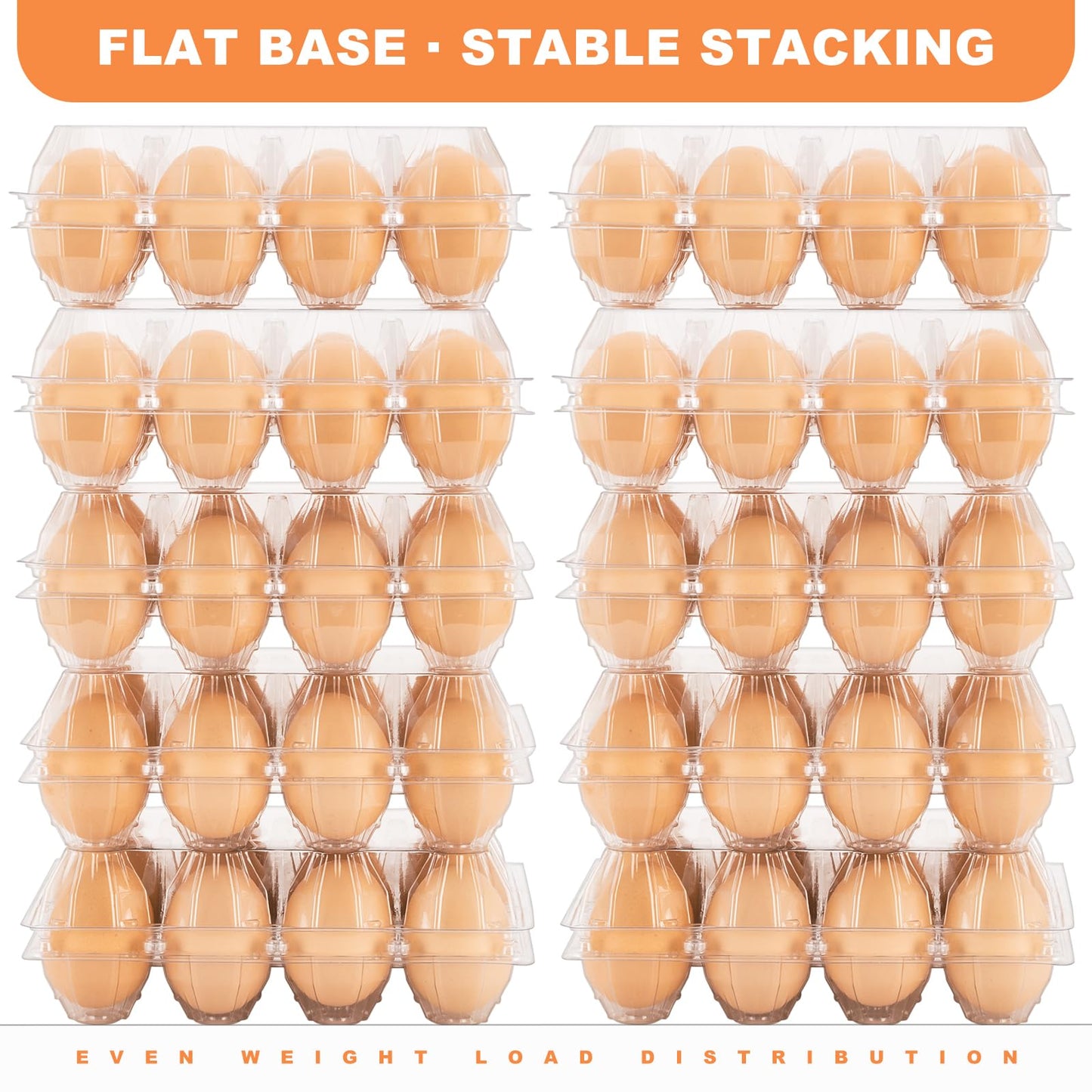 Lixavaer 180 Pack Clear Plastic Egg Cartons, Reusable Stackable Egg Containers for Farm, Market & Fridge Storage, 3×4 Grid