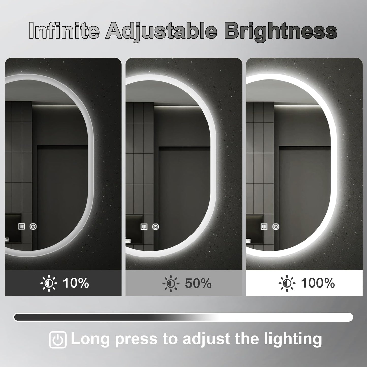 JingImage 20x28 LED Bathroom Mirror with Lights Oval, Lighted Bathroom Vanity Mirror for Wall, Front Lit and Backlight, Anti-Fog, 3 Color Dimmable, Vertically Only